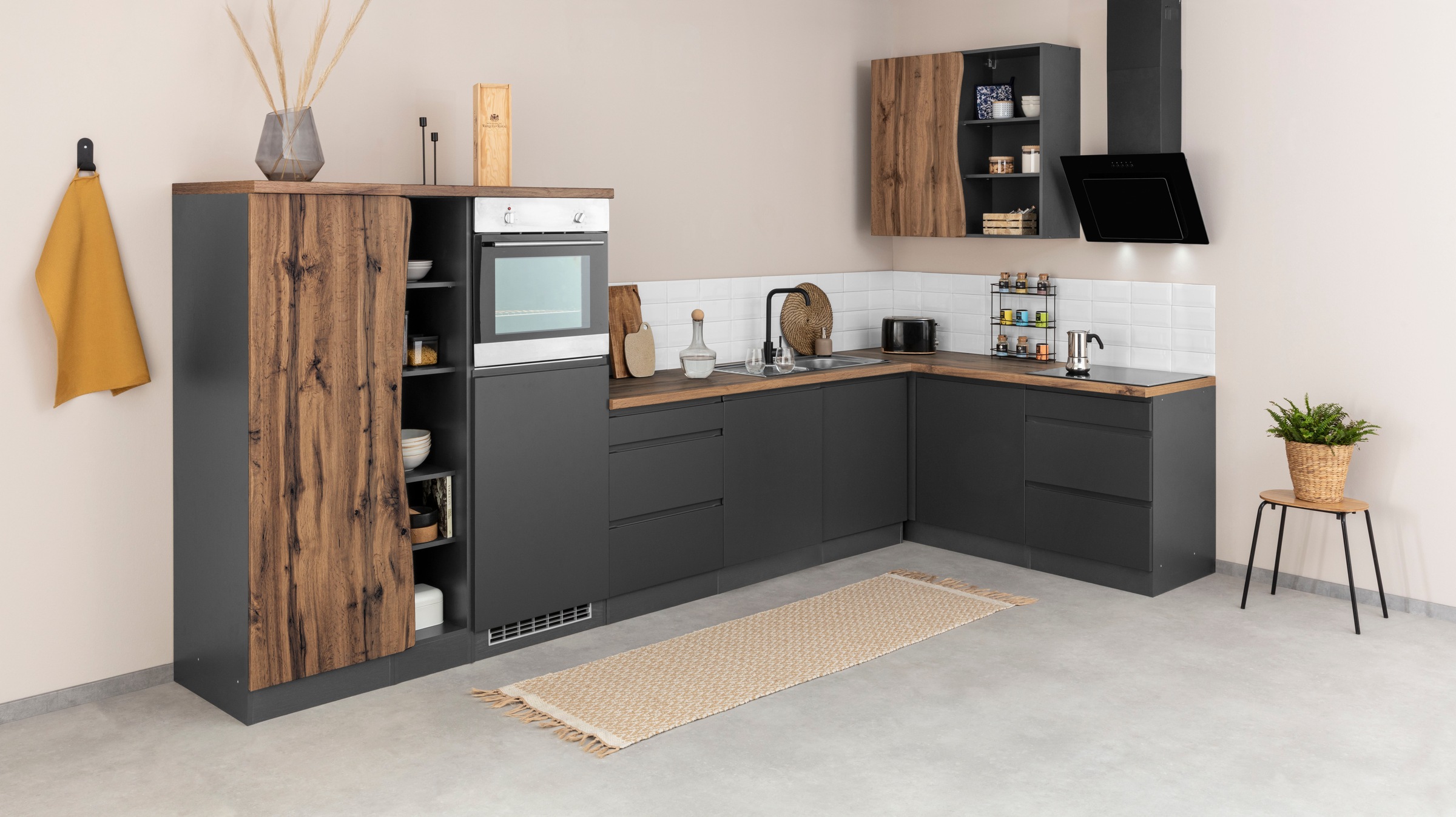 KOCHSTATION "KS-Bruneck" Stellbreite 380/180 cm breit, ohne E-Geräten, MDF günstig online kaufen