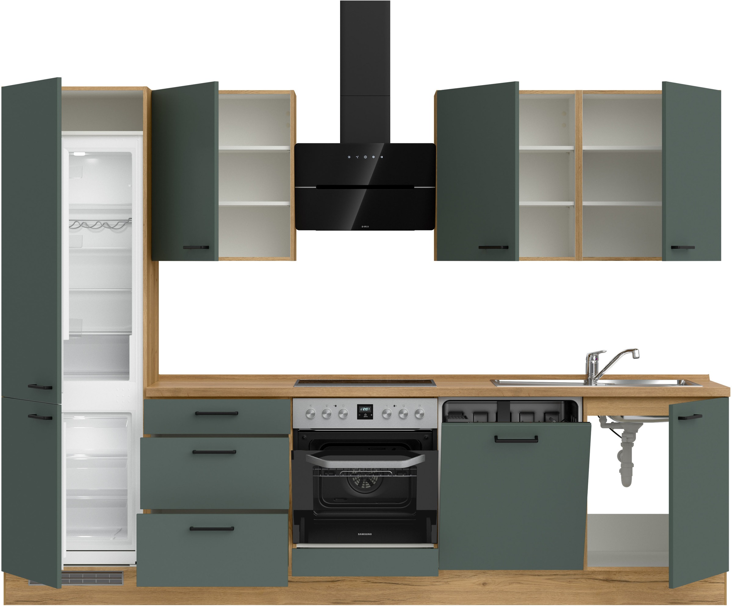 nobilia® Küchenzeile »"Easytouch II"«, vormontiert, Ausrichtung wählbar, Breite 300 cm, wahlw. mit E-Geräten