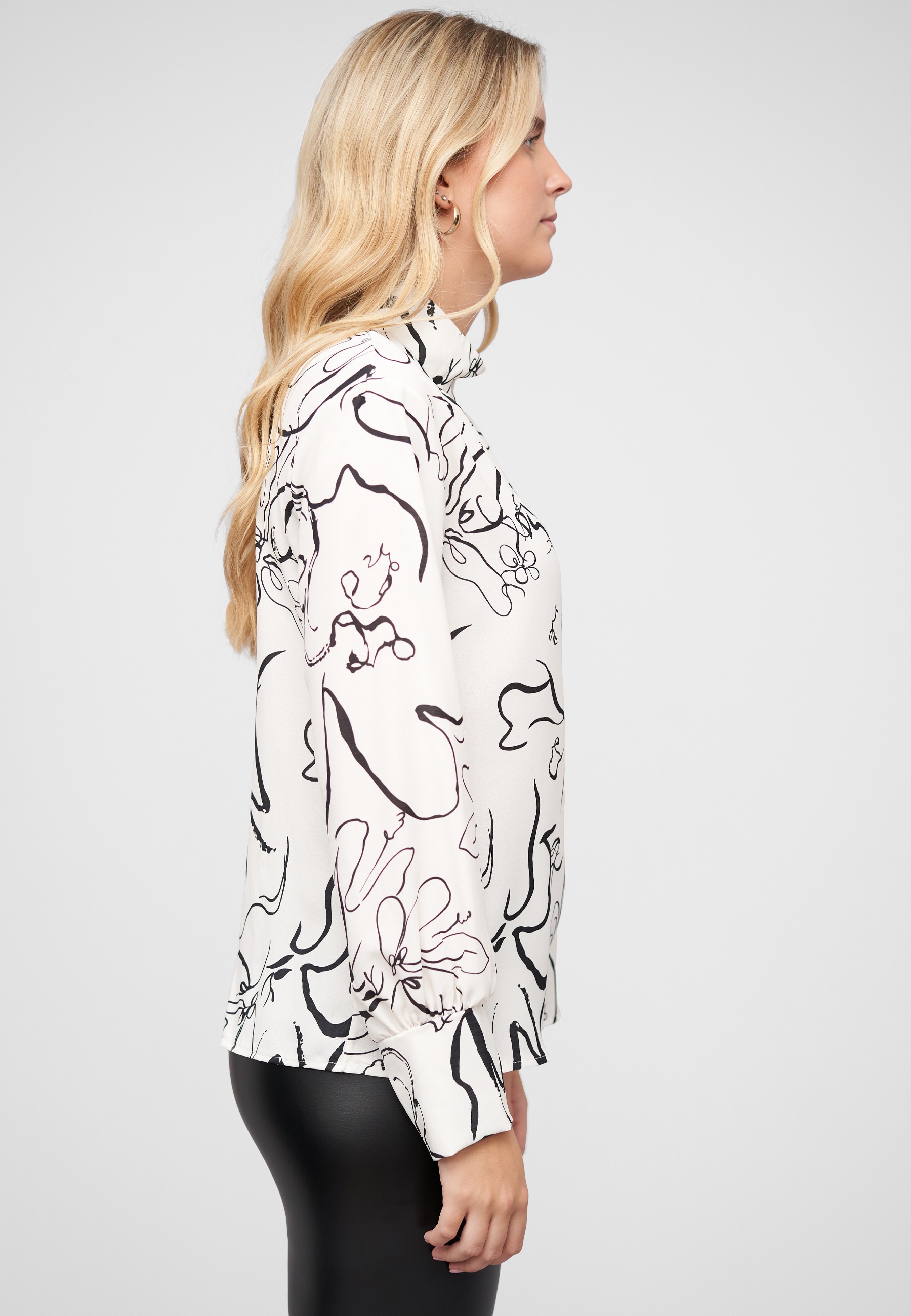 CLOUD 5IVE Longsleeve »CLOUD 5IVE Langarm Choker Bluse mit Grafik Print« 1 Stk.
