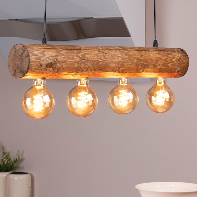 SPOT Light Pendelleuchte »TRABO SIMPLE«, 4 flammig-flammig, Hängeleuchte,  Holzbalken aus massivem Kiefernholz Ø 8-12 cm | BAUR