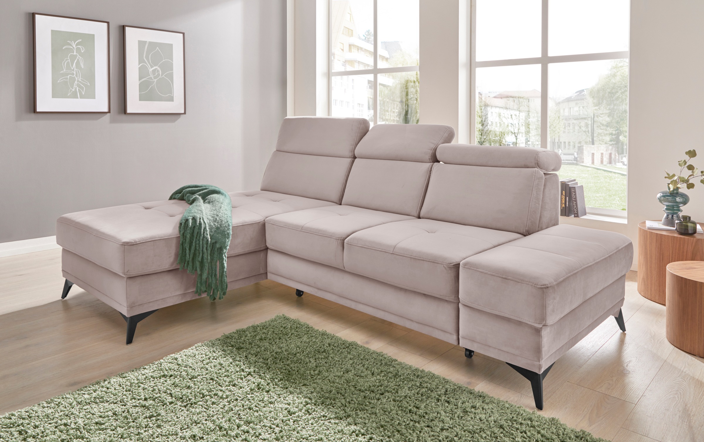 Home affaire Ecksofa "Cardiz L-Form" inkl.Kopfteilverstellung und Federkern günstig online kaufen