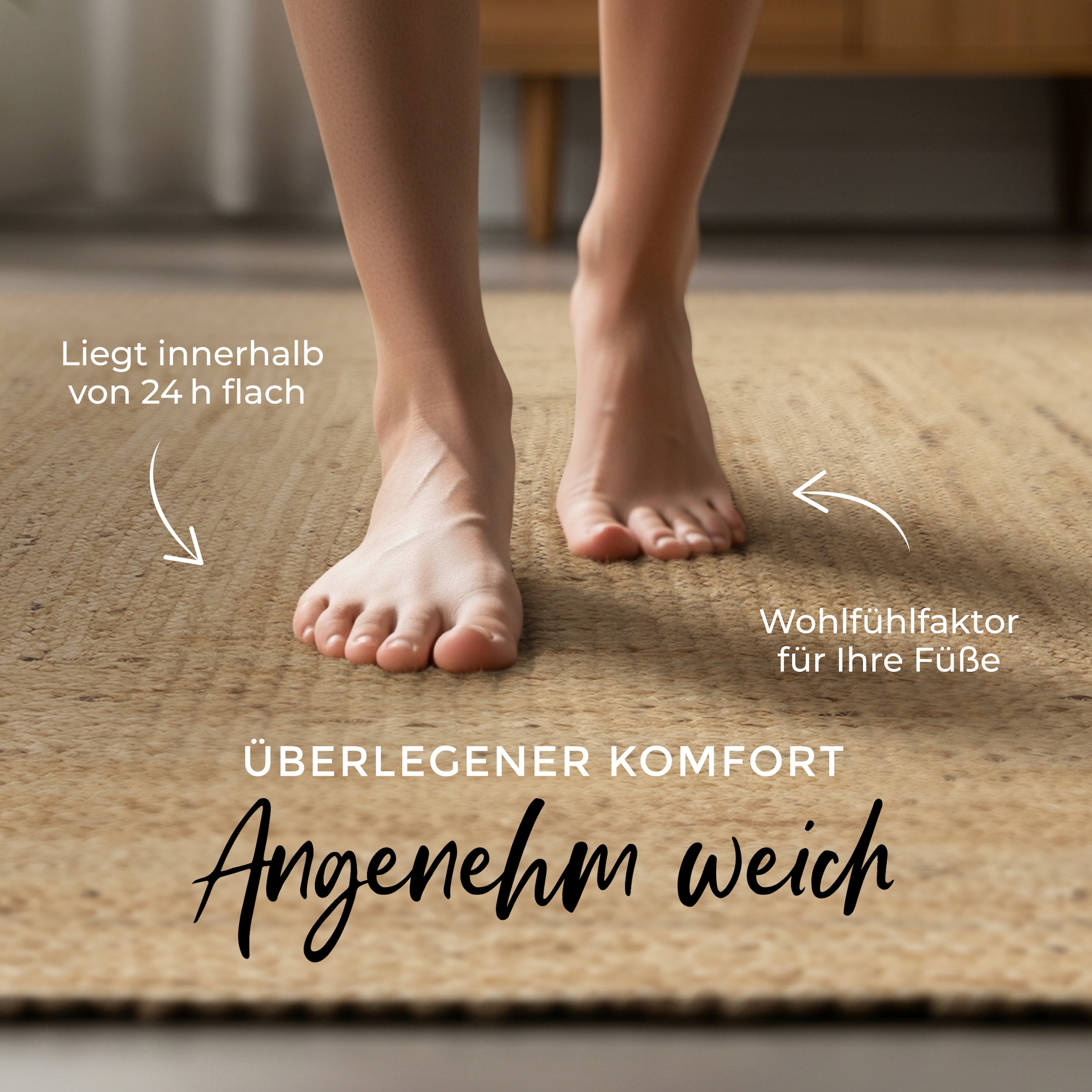 carpetfine Teppich »Nele Juteteppich Naturfaser«, rechteckig, 6 mm Höhe, geflochtener Wendeteppich aus 100% Jute, quadratisch und als Läufer