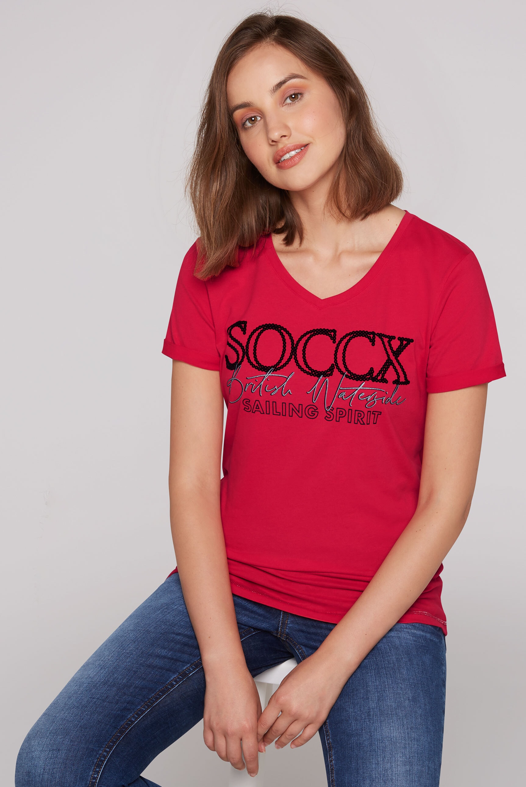 SOCCX V-Shirt, mit Baumwolle