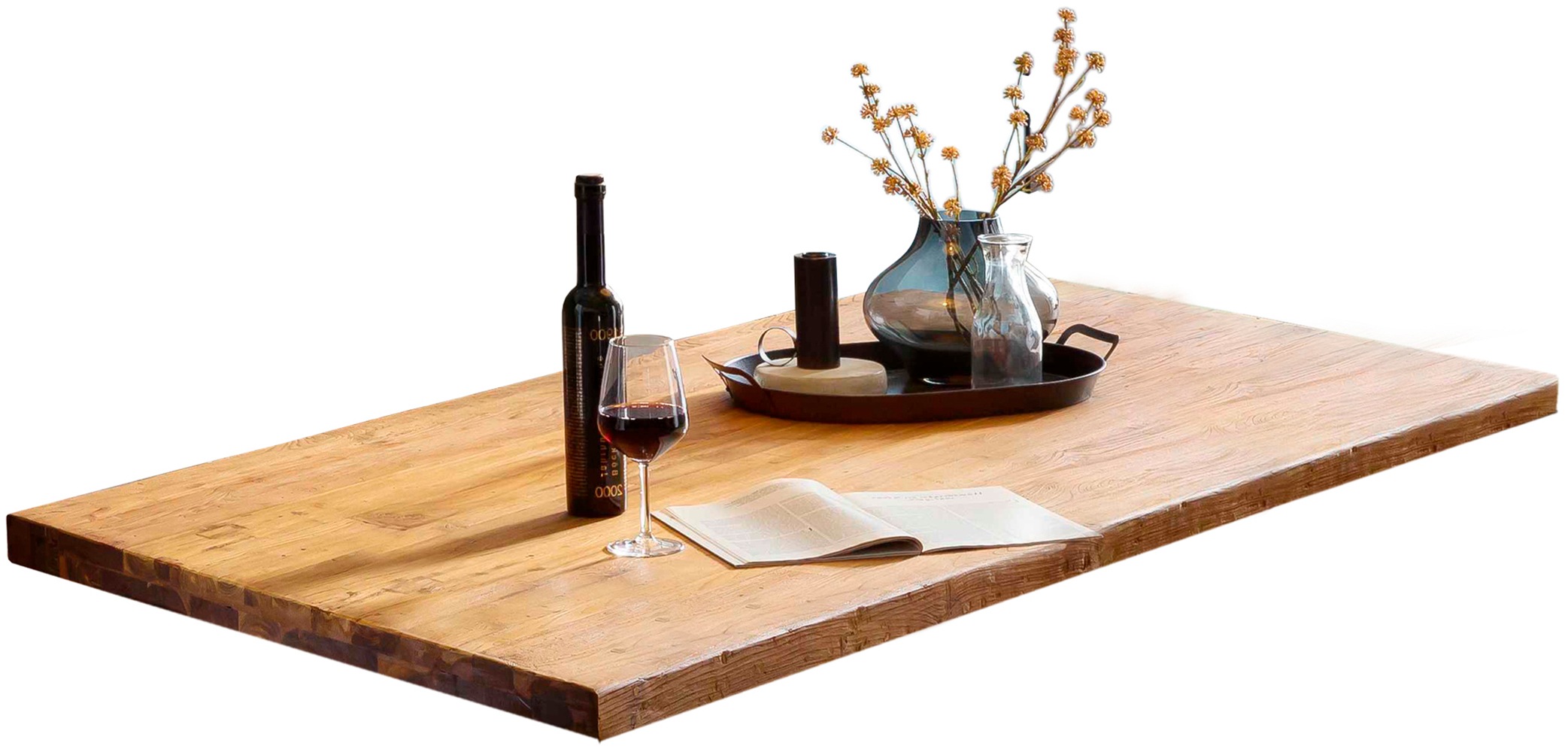 Tischplatte SIT, B:240cm H:5cm T:100cm, beige, Massivholz, Tischplatten, aus recyceltem Teakholz