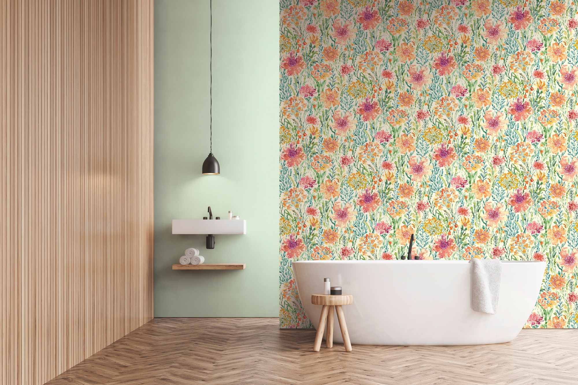 A.S. Création Vliestapete »Aquarell Dreams Blumen-Tapete Mustertapete Aquarellfarben Blumen«, matt, Vliestapete Landhaus für Schlafzimmer Küche Wohnzimmer Blumen Design