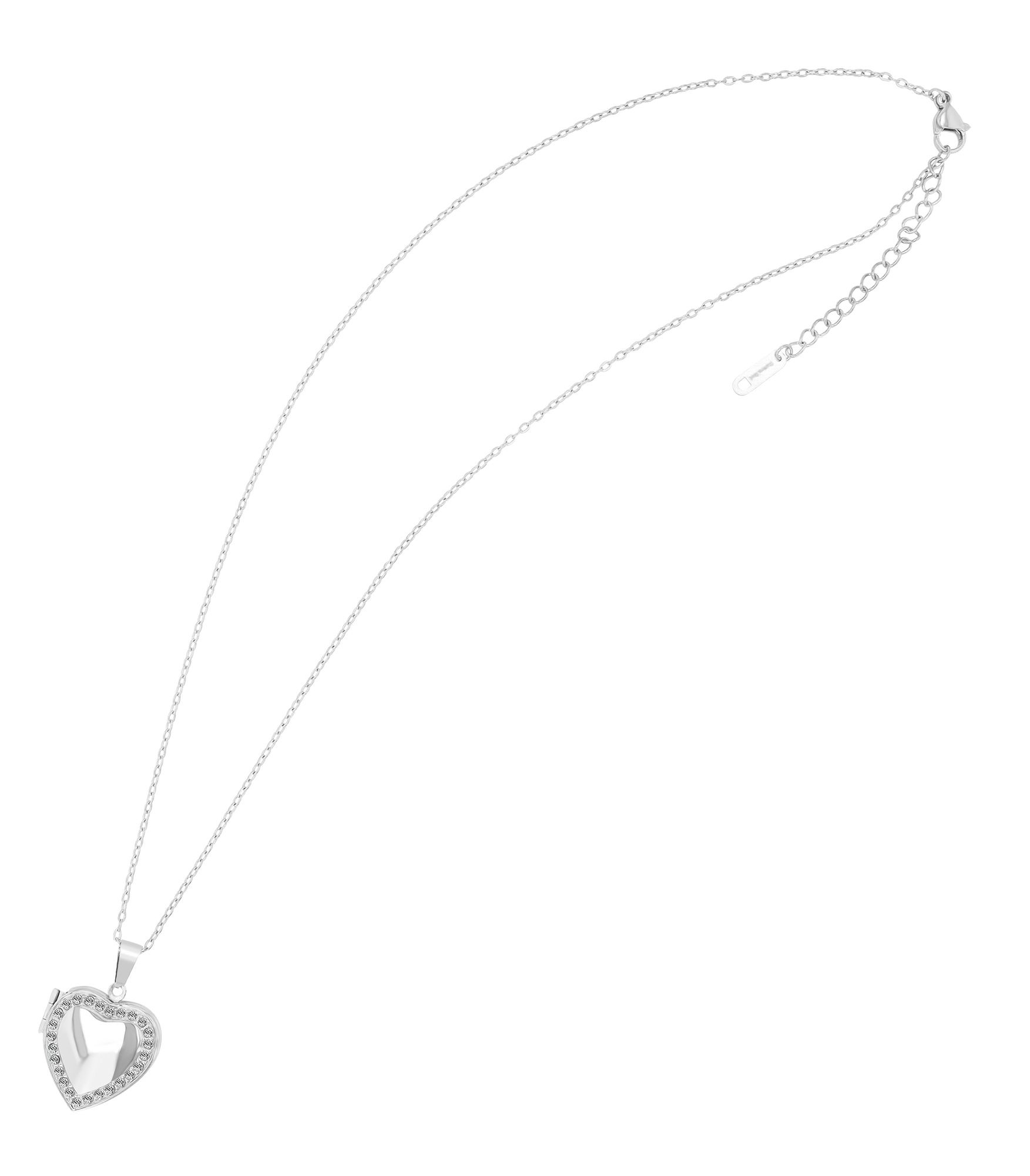 Adelia´s Kette ohne Anhänger »Halskette – Medaillon aus Edelstahl mit Strass Steinchen 45+5« Perfekt zum Verschenken an besondere Menschen