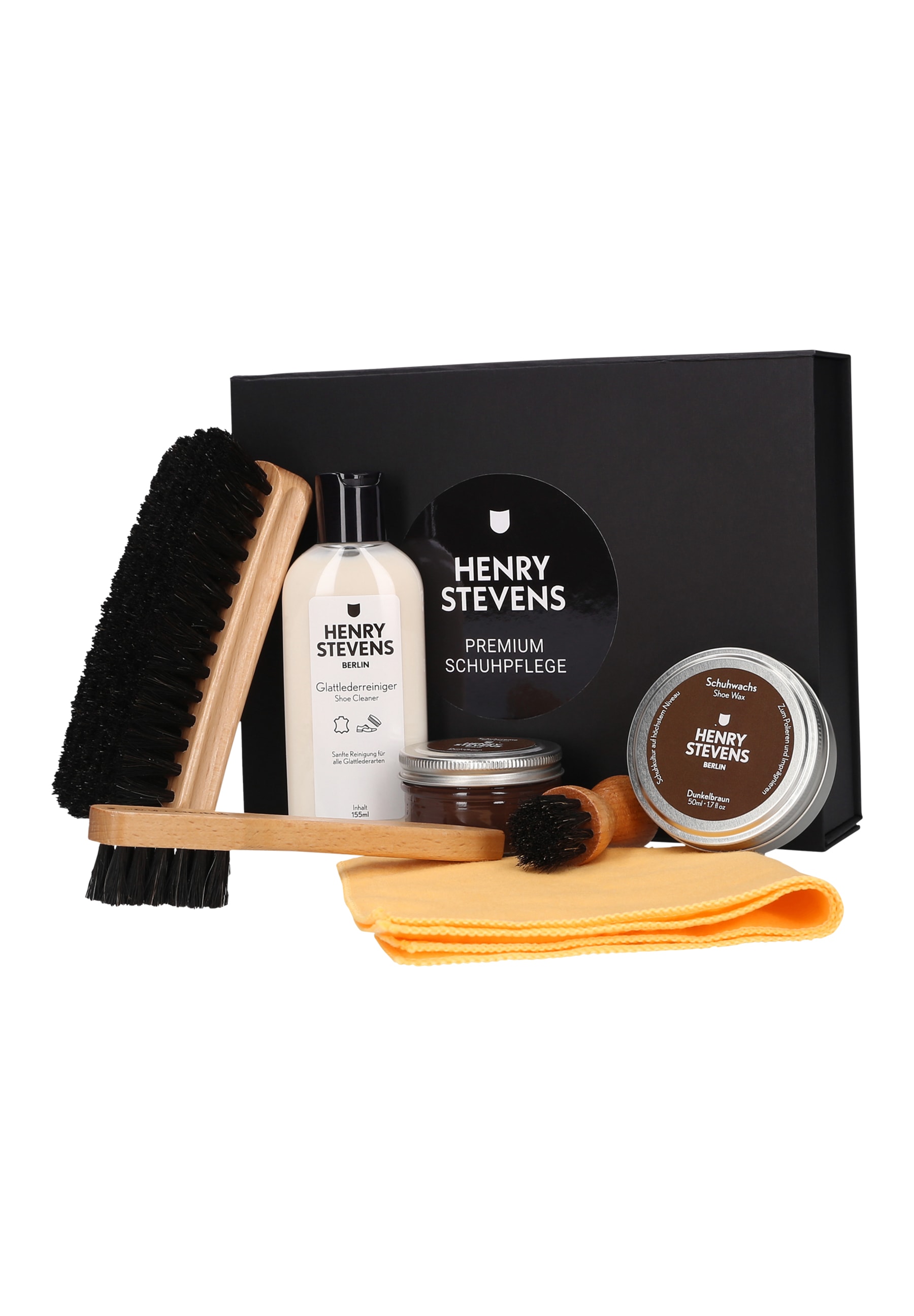 Henry Stevens Schuhcreme "Glattleder Pflegeset - Dunkelbraun"