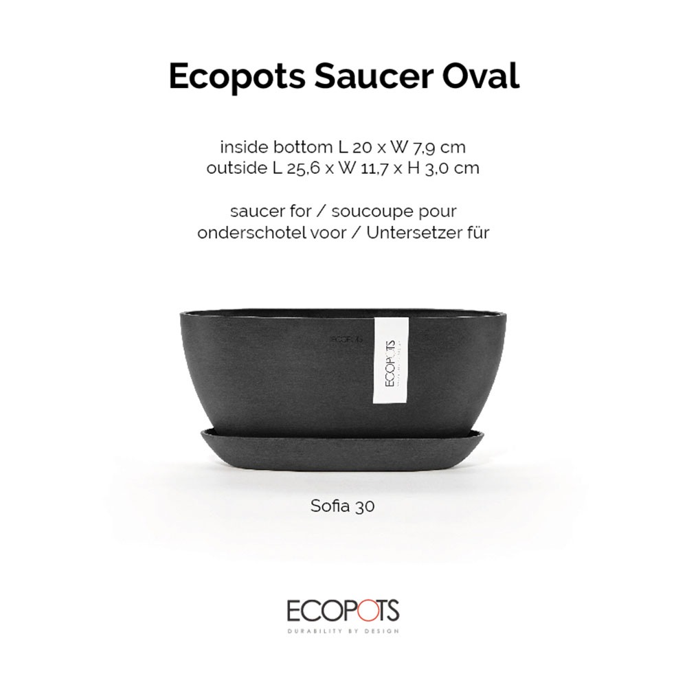 ECOPOTS Blumentopfuntersetzer »SAUCER OVAL Dark Grey« BxTxH: 11,7x11,7x3 cm