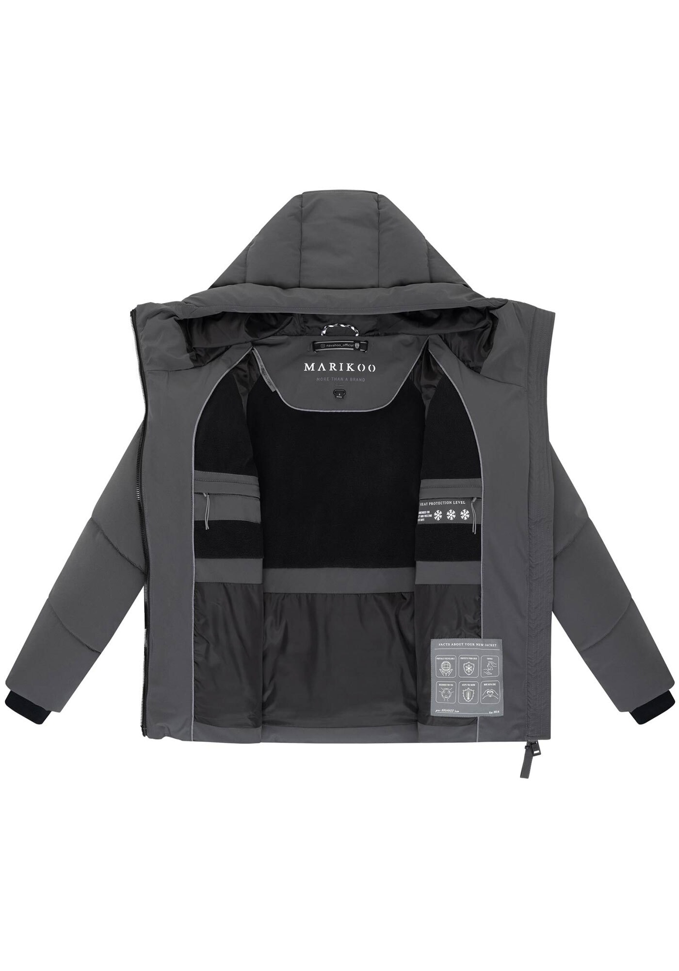 Marikoo Winterjacke »Kwamee«, Schräg gesteppte Winterjacke mit fester Kapuze