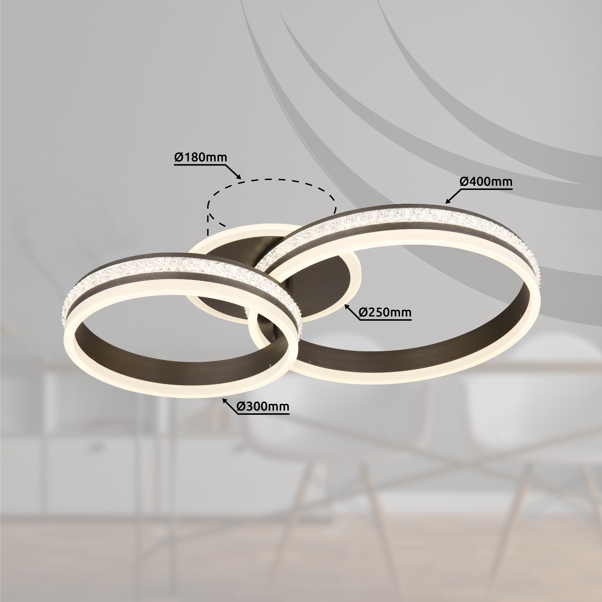 GLOBO LIGHTING LED Deckenleuchte »GROUNI«, Leuchtmittel LED-Modul | LED fest integriert, Deckenlampe/Wohnzimmer/Schlafzimmer/modern