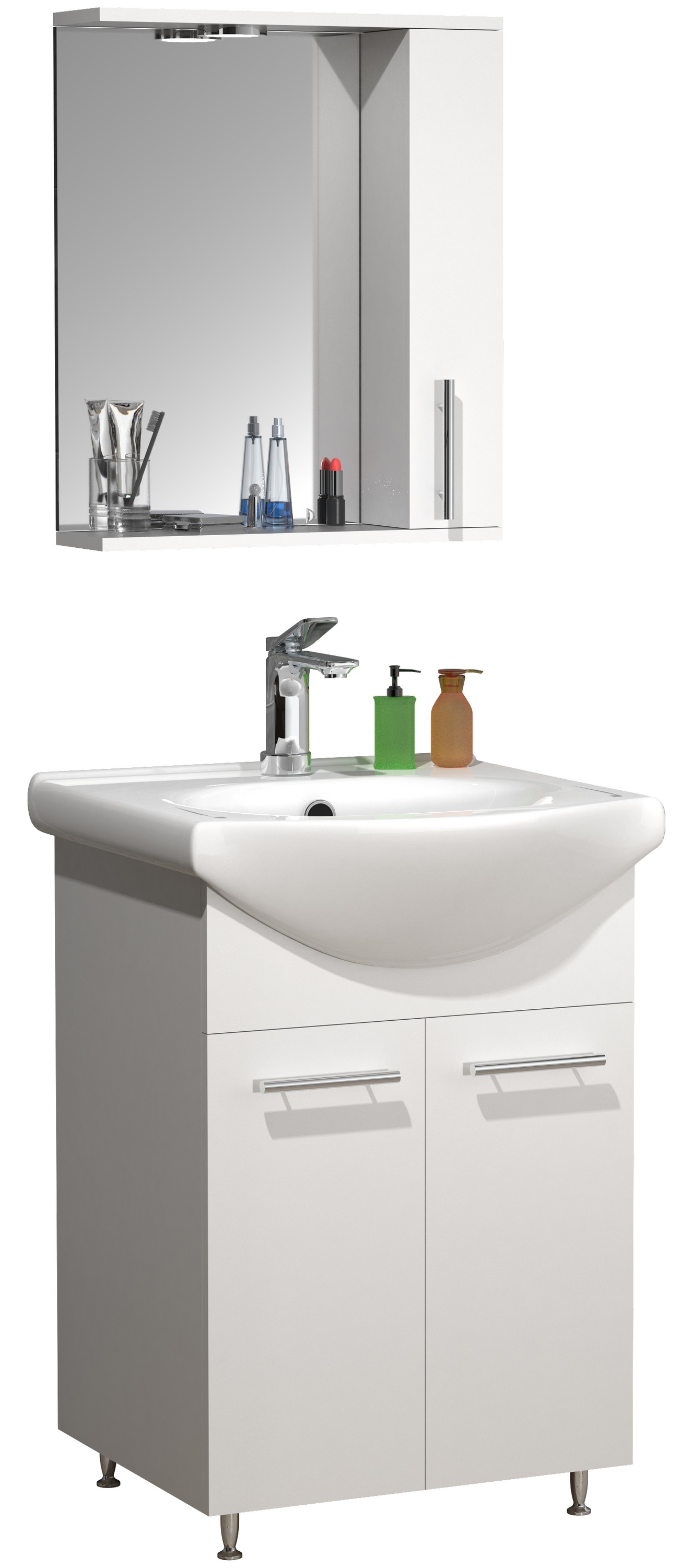 VCM Waschbeckenunterschrank »VCM 3-tlg. Waschplatz Waschtisch Badmöbel Set Waschbecken Spiegelschrank Drehtüren Lisalo M«, (3 St.)