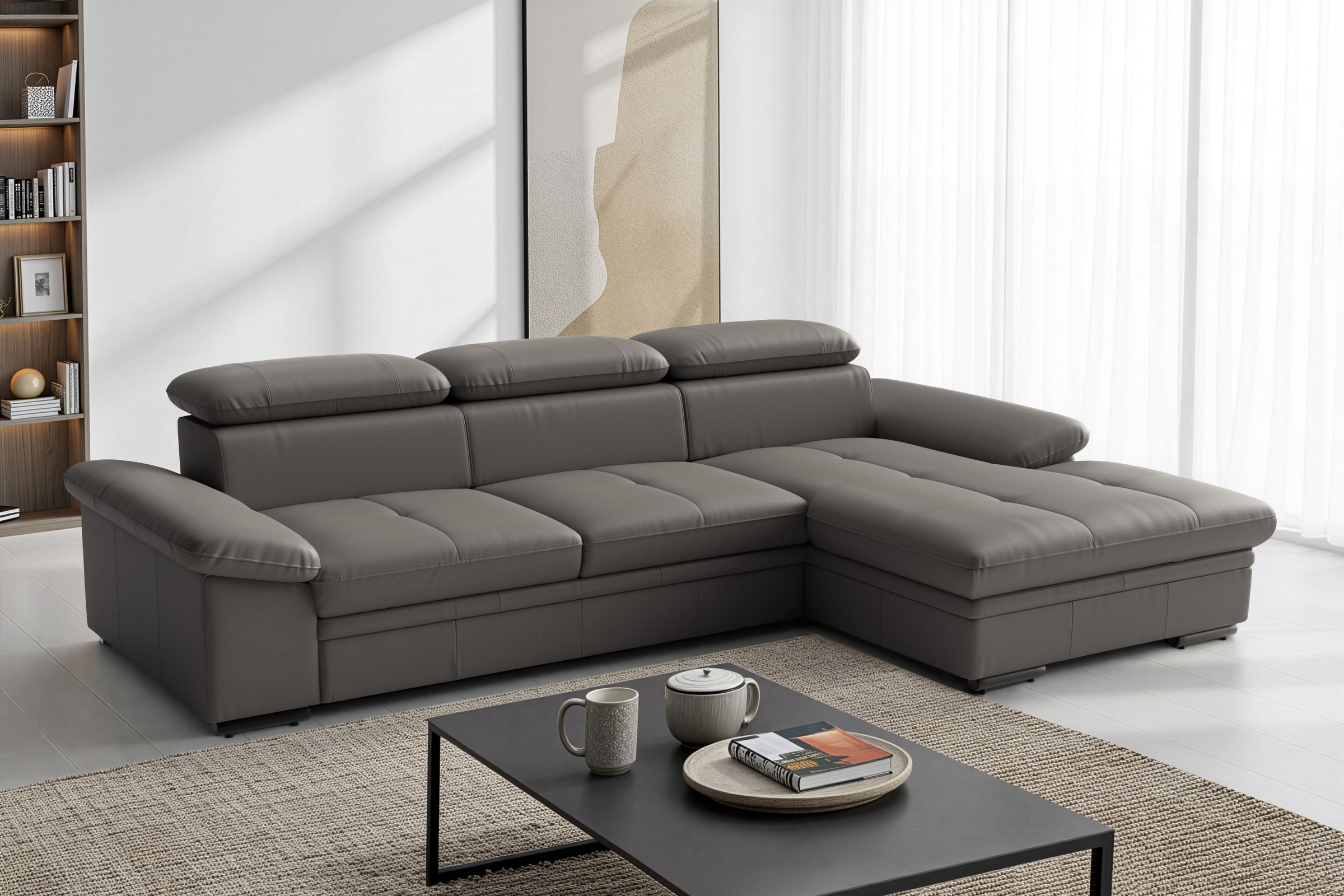 sit&more Ecksofa "Viola, Leder, L-Form, B: 260 cm, mit Armteil- und Kopfteilvertsellung" optional mit Schlaffunktion