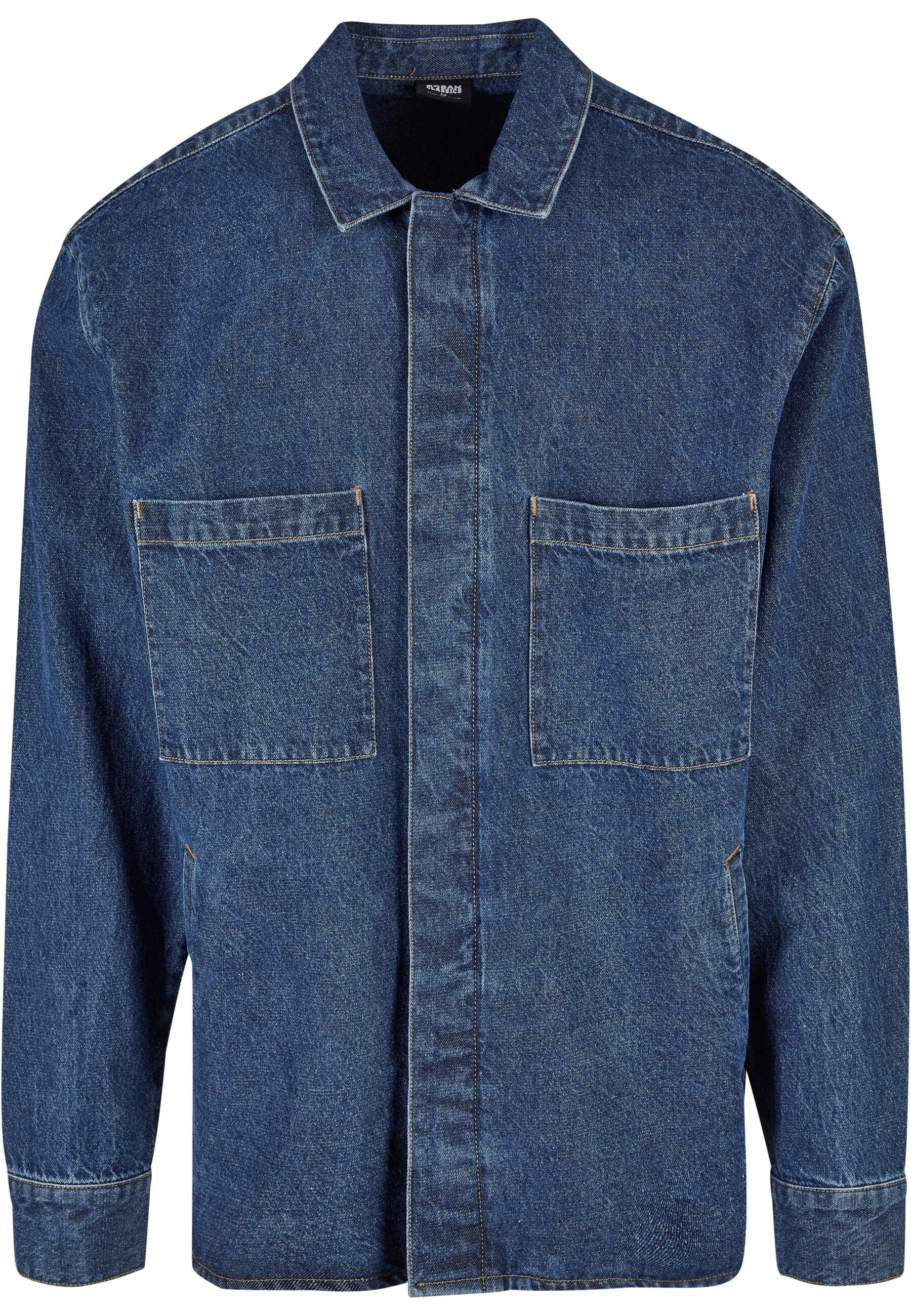 URBAN CLASSICS Langarmhemd "Urban Classics Herren Oversized Denim Pocket Shirt", (1 tlg.)