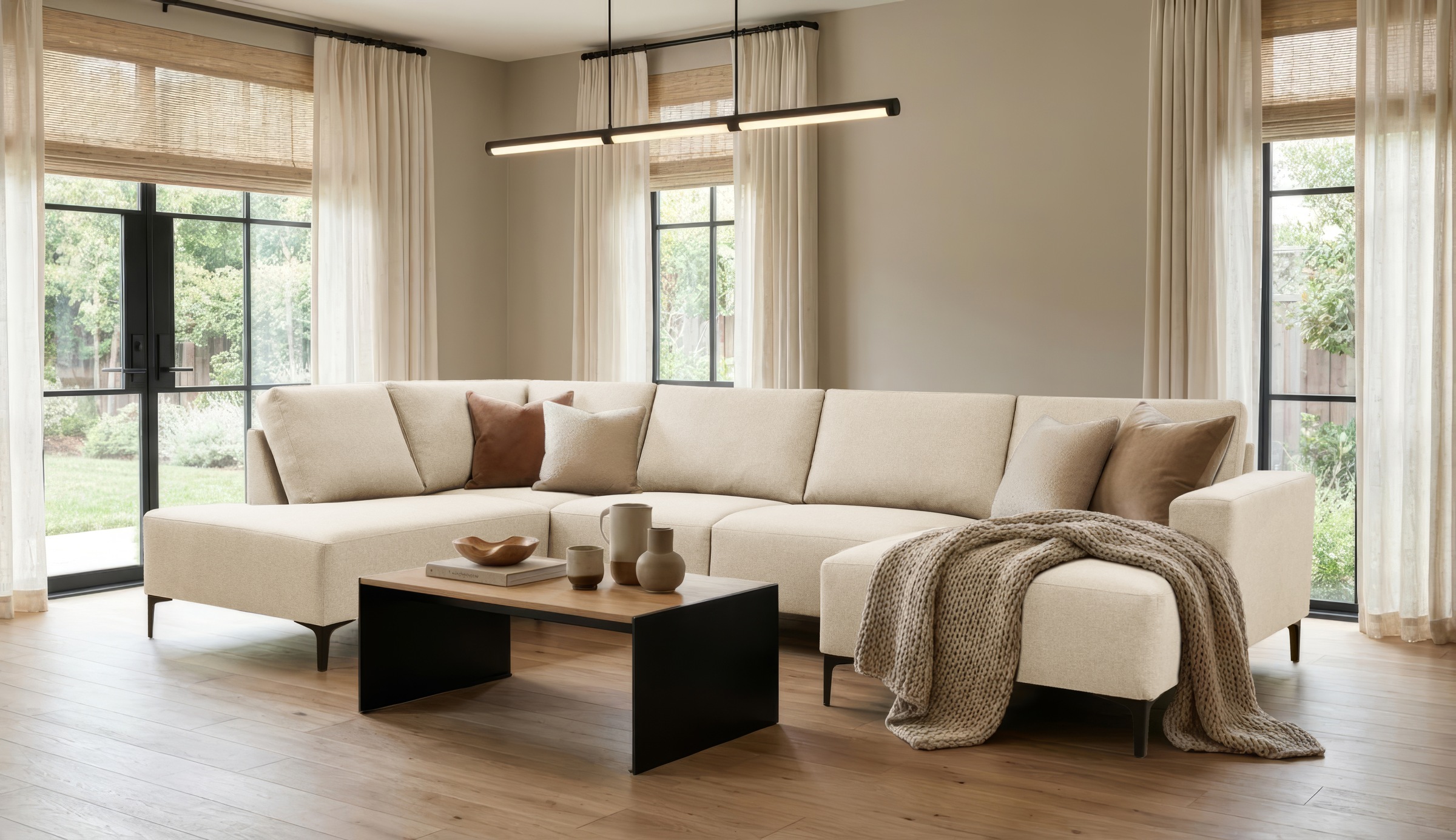 OTTO home Wohnlandschaft "Tournon U-Form, XXL Sofa, Breite 333 cm, Webstoff, Chenille" Designsofa im nordischen Stil, Wellenunterfederung, Metallfüße