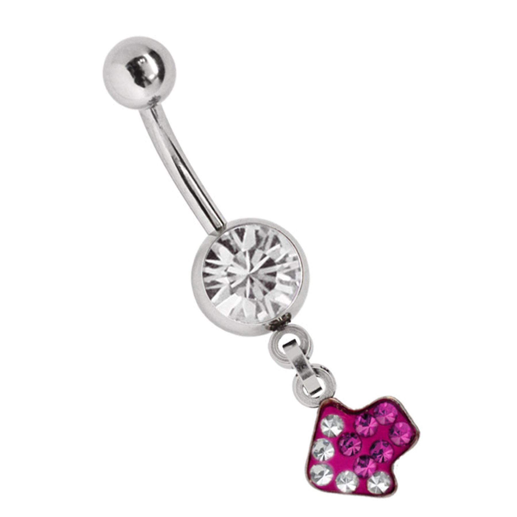ADELIA ́S Damen Bauchnabelpiercing "Piercing Bauchnabelpiercing", onesize, pink, Chirurgiestahl, Piercings, Banane mit 8 mm Zirkoniakugel in klar