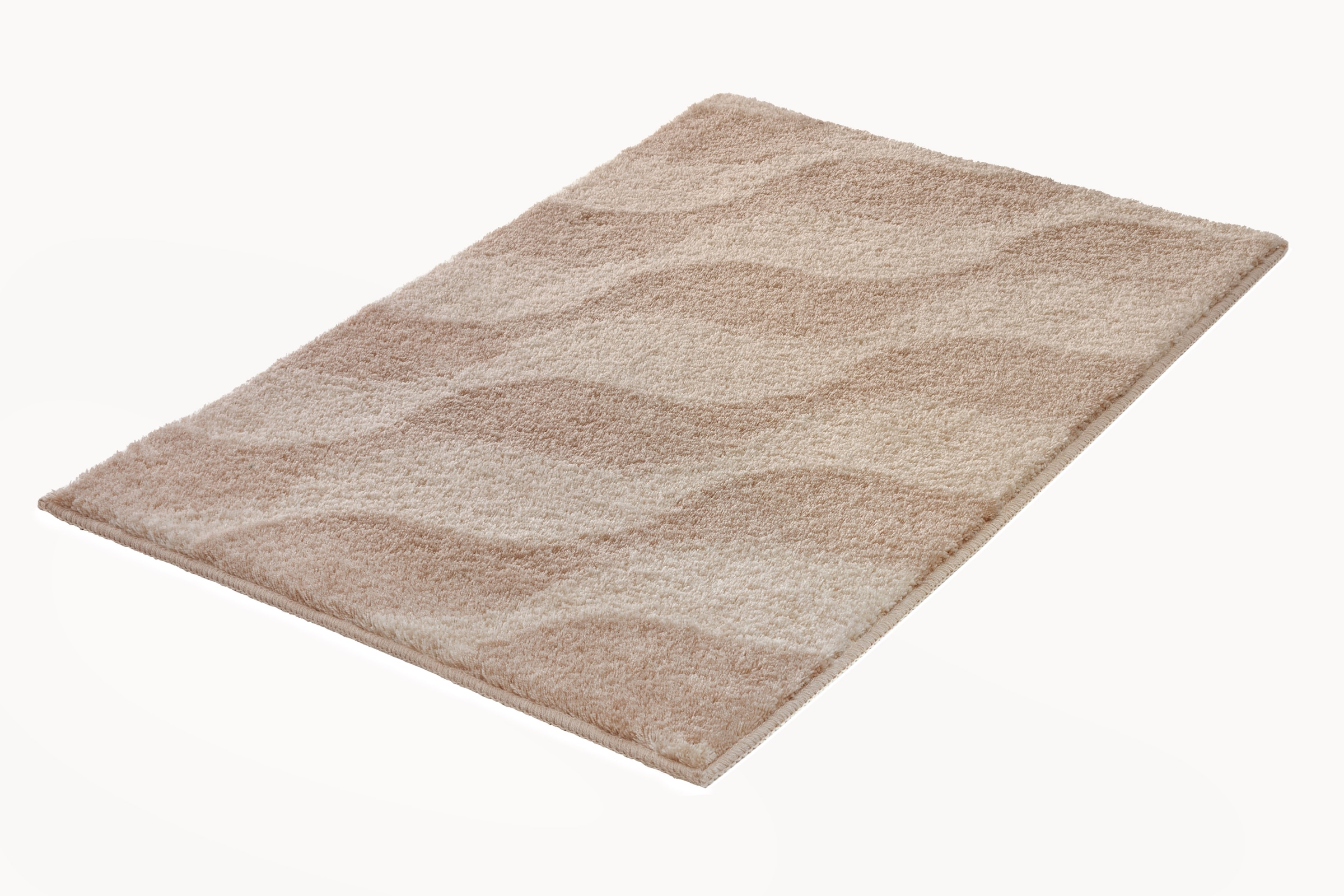 Badematte KLEINE WOLKE, H:15mm, beige, Polyacryl, Badematten, "»Onda«, Badvorleger, Badezimmer Teppich", Badteppich, modernes Ton in Ton