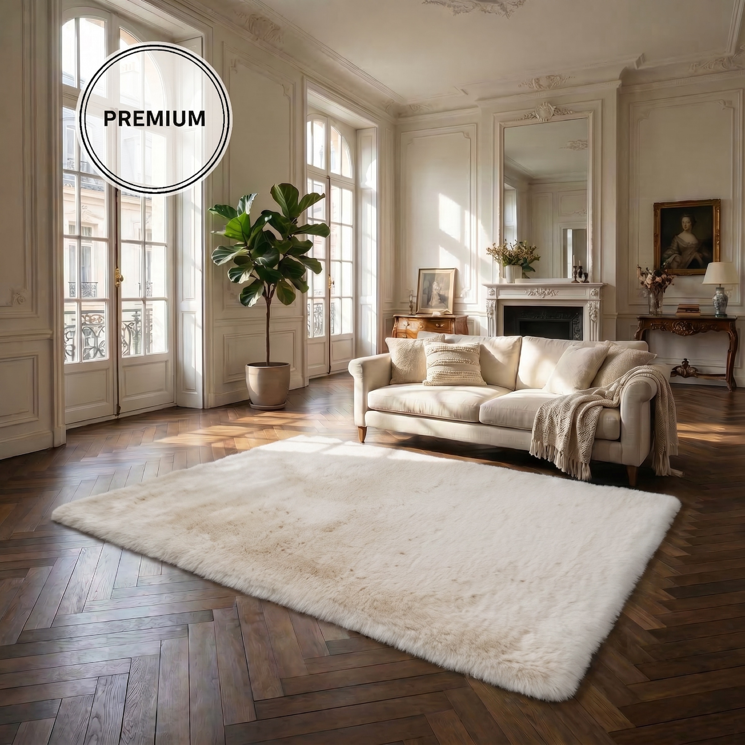 OTTO home Fellteppich "Balu, in Standard- und Premium-Qualität, 20 mm oder 38 mm Höhe" rechteckig 20 mm Höhe Kaninchenfell-Haptik, kuschelig, weich, Kunstfellteppich, Wohnzimmer