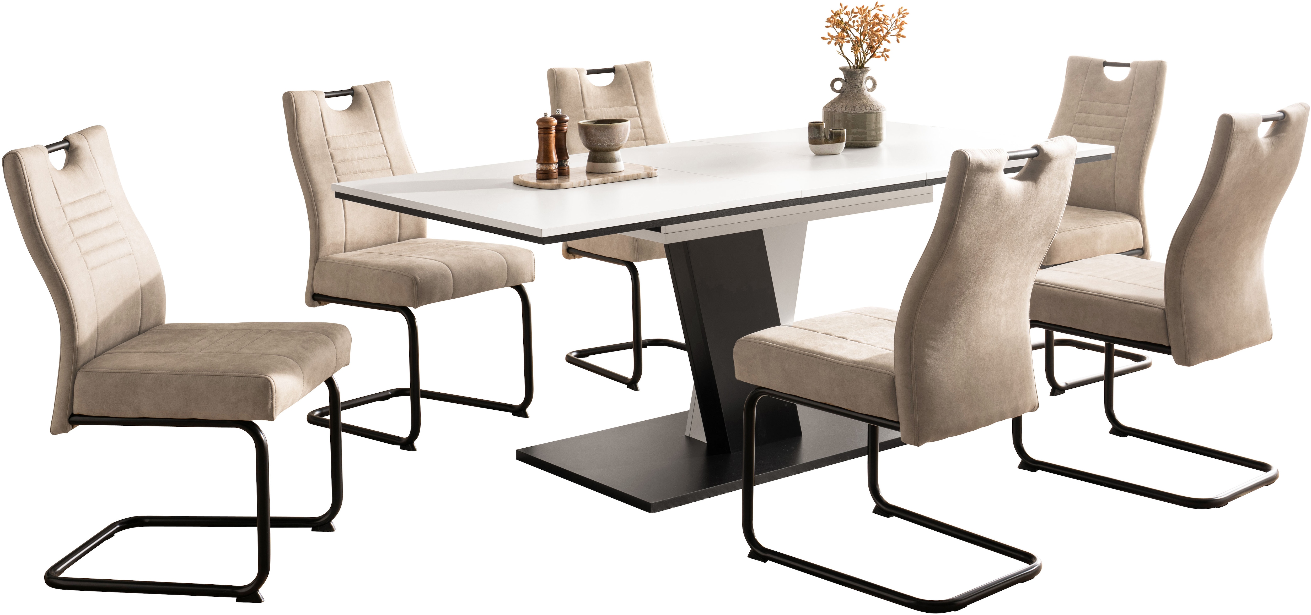 Preisvergleich für OTTO home Essgruppe Altona, Esstisch ausziehbar plus 6 Stühle Esstisch ausziehbar 140