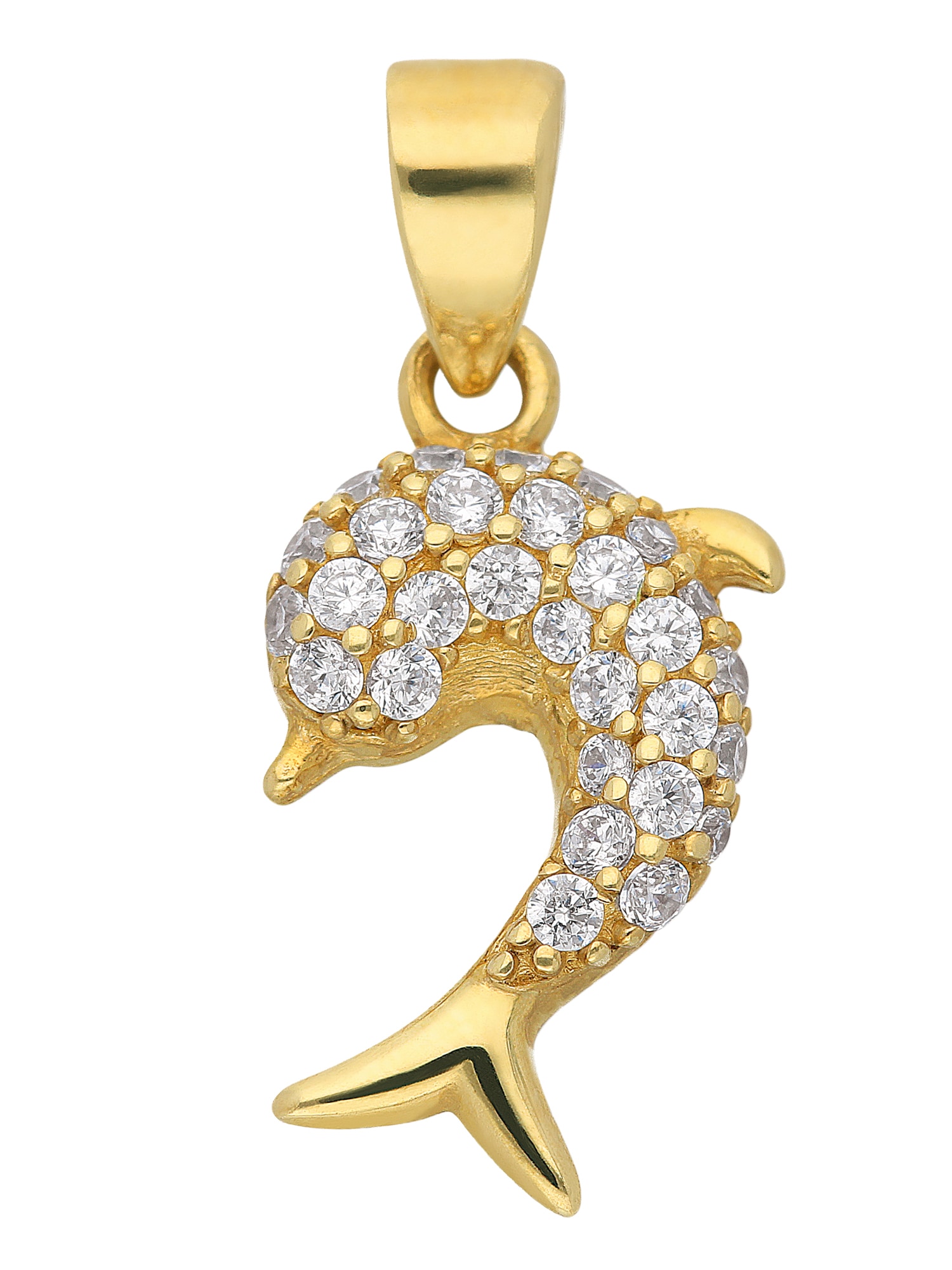 Adelia´s Kettenanhänger »333 Gold Anhänger Delphin mit Zirkonia«, 333 Gold mit Zirkonia Goldschmuck für Damen