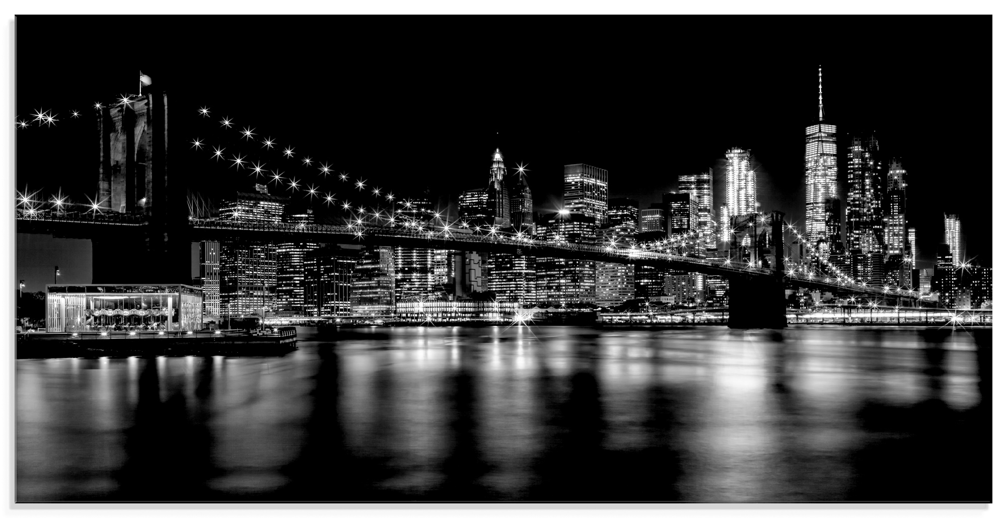 Artland Glasbild "Manhattan Skyline & Brroklyn Bridge I" Amerika 1 Stk. tlg günstig online kaufen