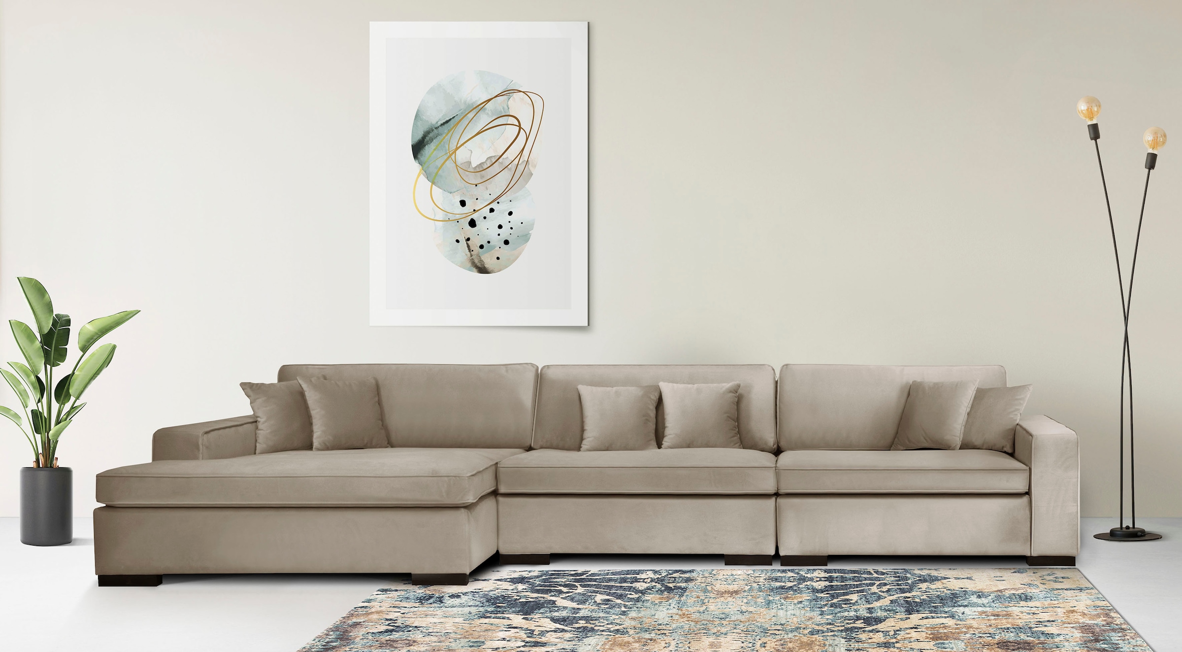 Home affaire Ottomane "Skara L-Form", Lounge-Sofa mit Federkernpolsterung, günstig online kaufen
