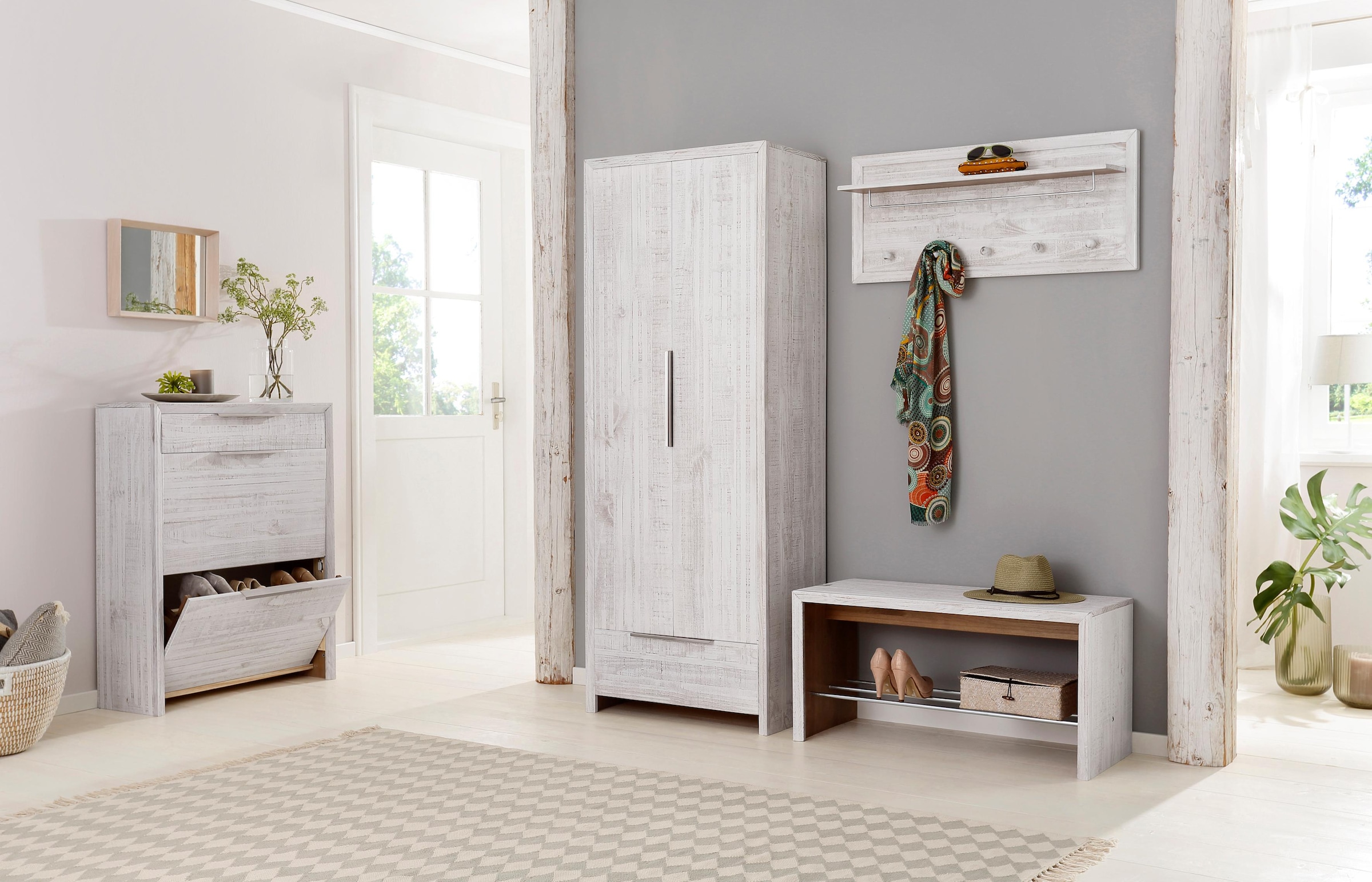 OTTO home Garderobenpaneel "Auckland" mit 1 Metallstange und 5 Haken, aus M günstig online kaufen