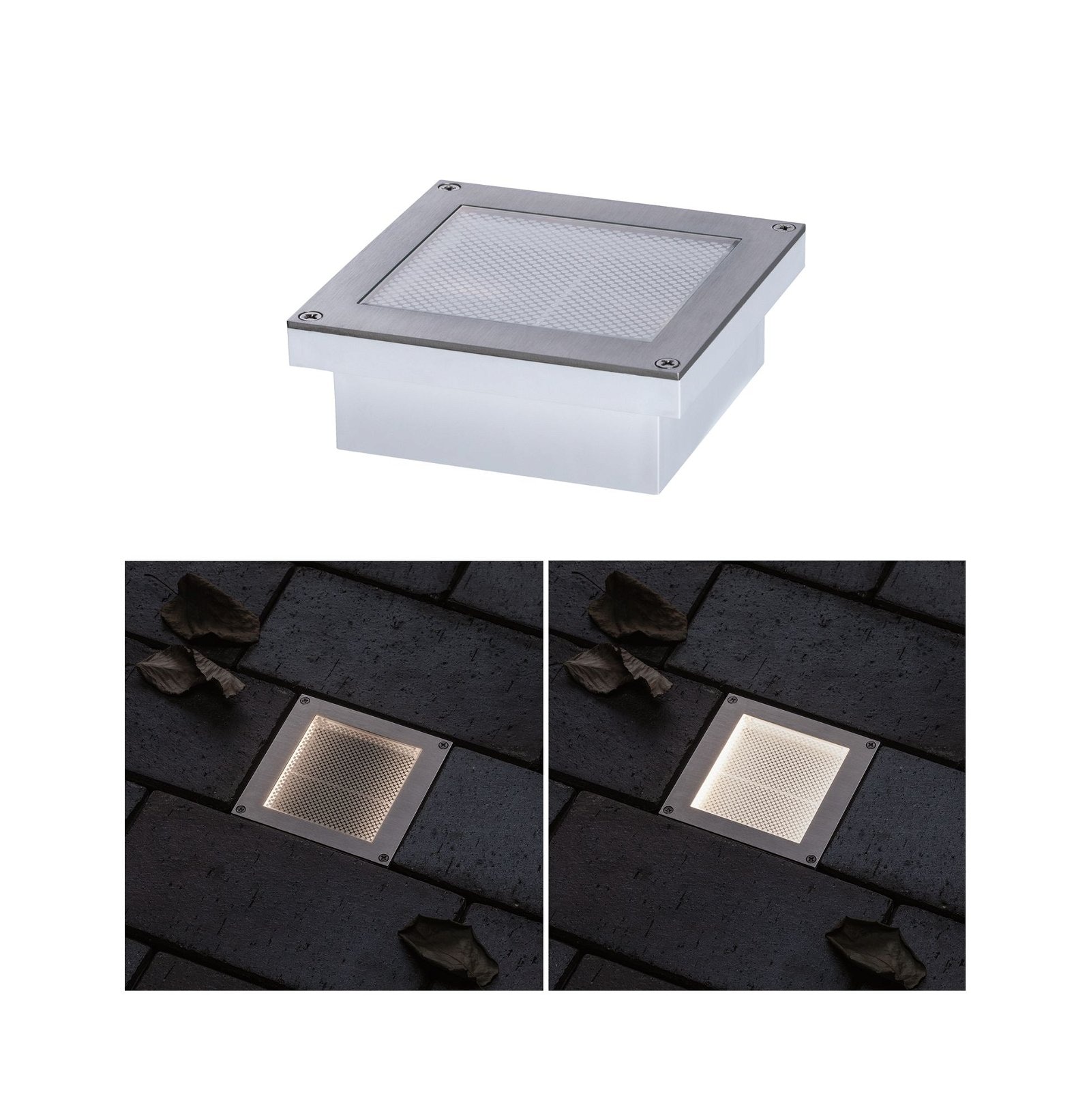 Paulmann LED Einbauleuchte »Brick IP67 100x100mm 3000K 0,8W 25lm 230V Alu, Grau Metall, Edelstahl«, 1 flammig, Bodeneinbauleuchte, Bewegungsmelder