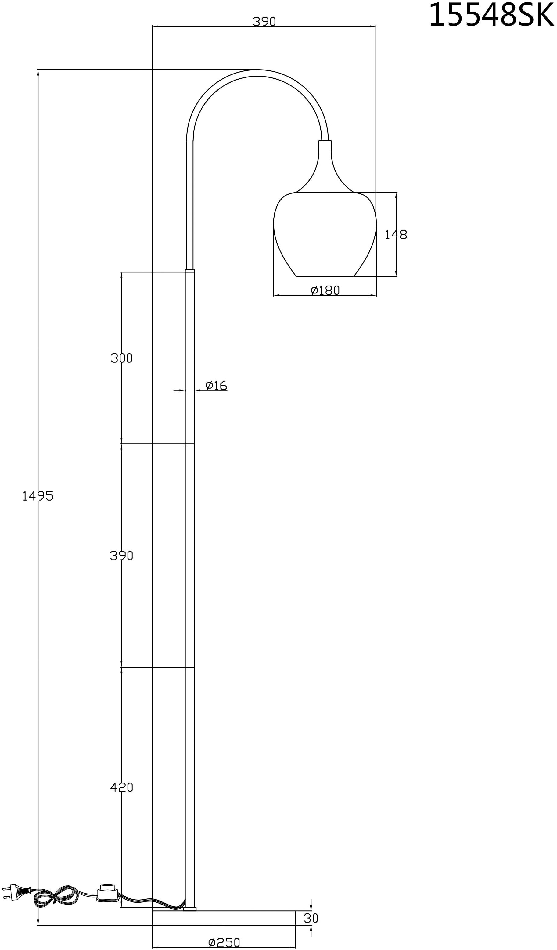 GLOBO LIGHTING Stehlampe »MAXY«, Leuchtmittel E27 | ohne Leuchtmittel, Stehleuchte/Glas klar/Acrylkristalle/Wohnzimmer/Schlafzimmer