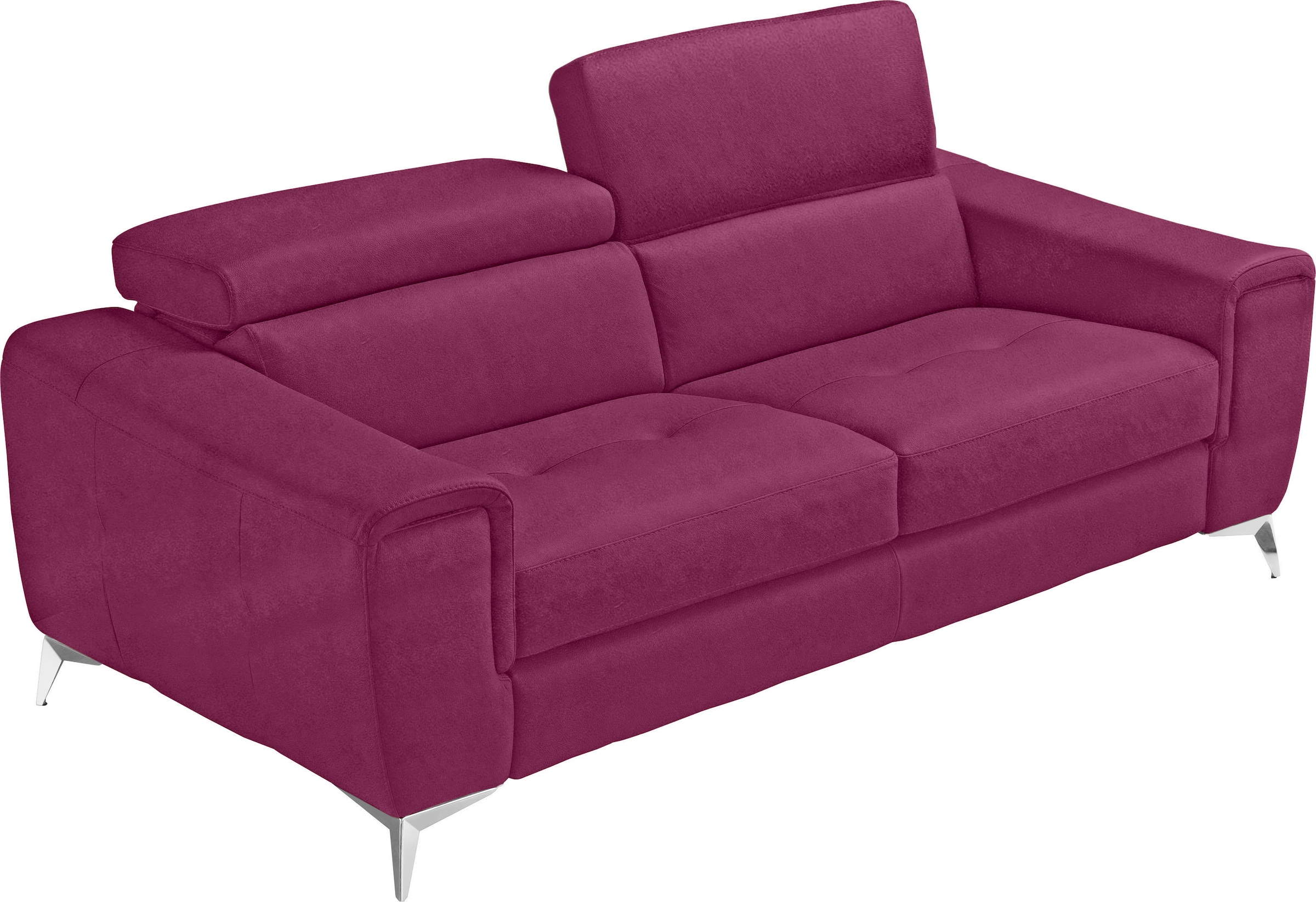 Egoitaliano 2,5-Sitzer "Francine, Designsofa, Loungesofa, Breite 213 cm, Fußfarbe chrom" Designfuß, Luxus-Microfaser BLUSH, fuchsia