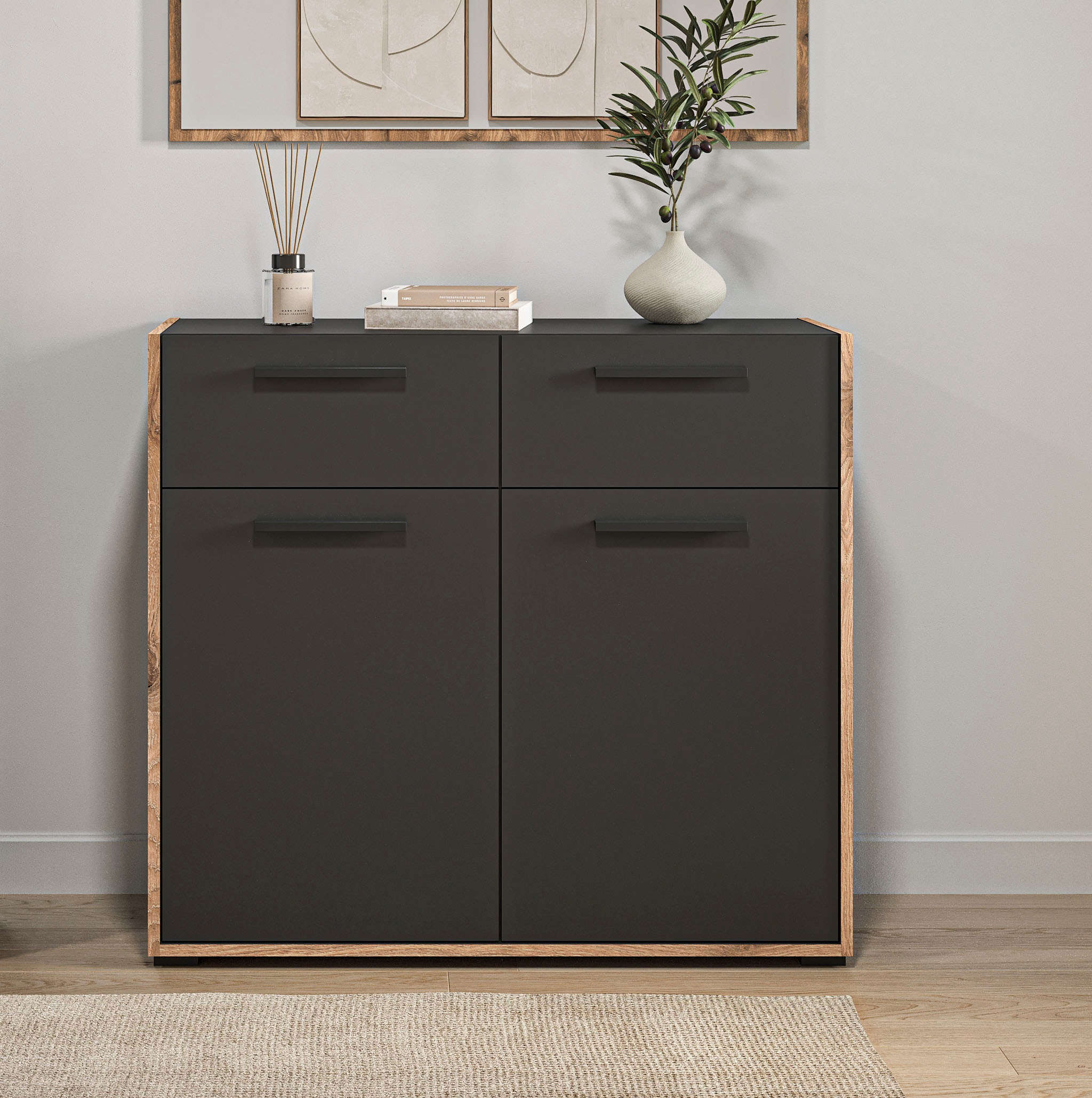 INOSIGN Kommode »MUSTA, Breite: 95cm, 2 Schubkästen, 2 Türen, 4 Fächer«, Anrichte, Sideborad, Highboard, Schrank, Schuhkommode, Flurkommode