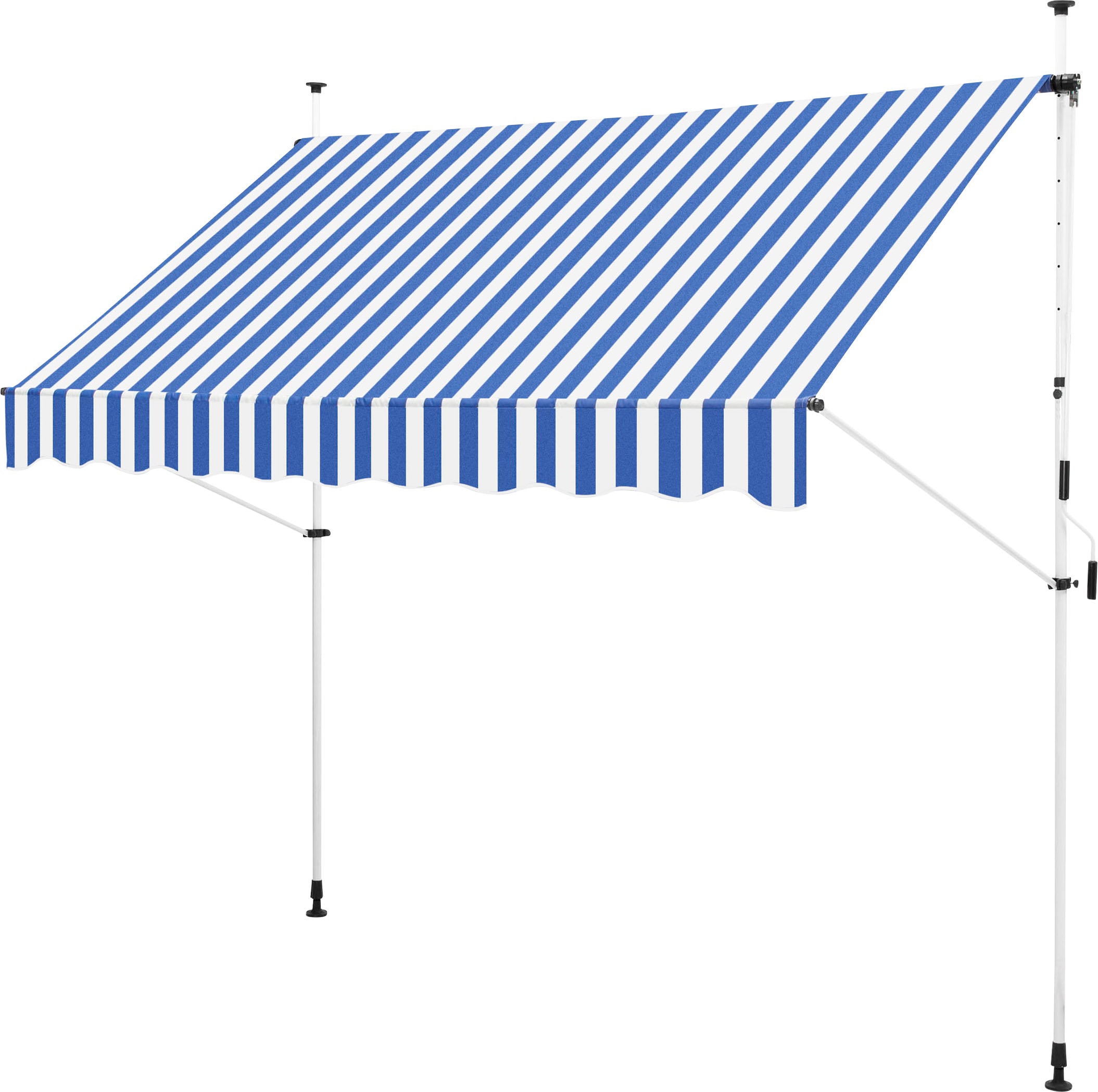 Gartenfreude Klemmmarkise, 200x120x200-300 cm, ohne Bohren, Wellenschnitt