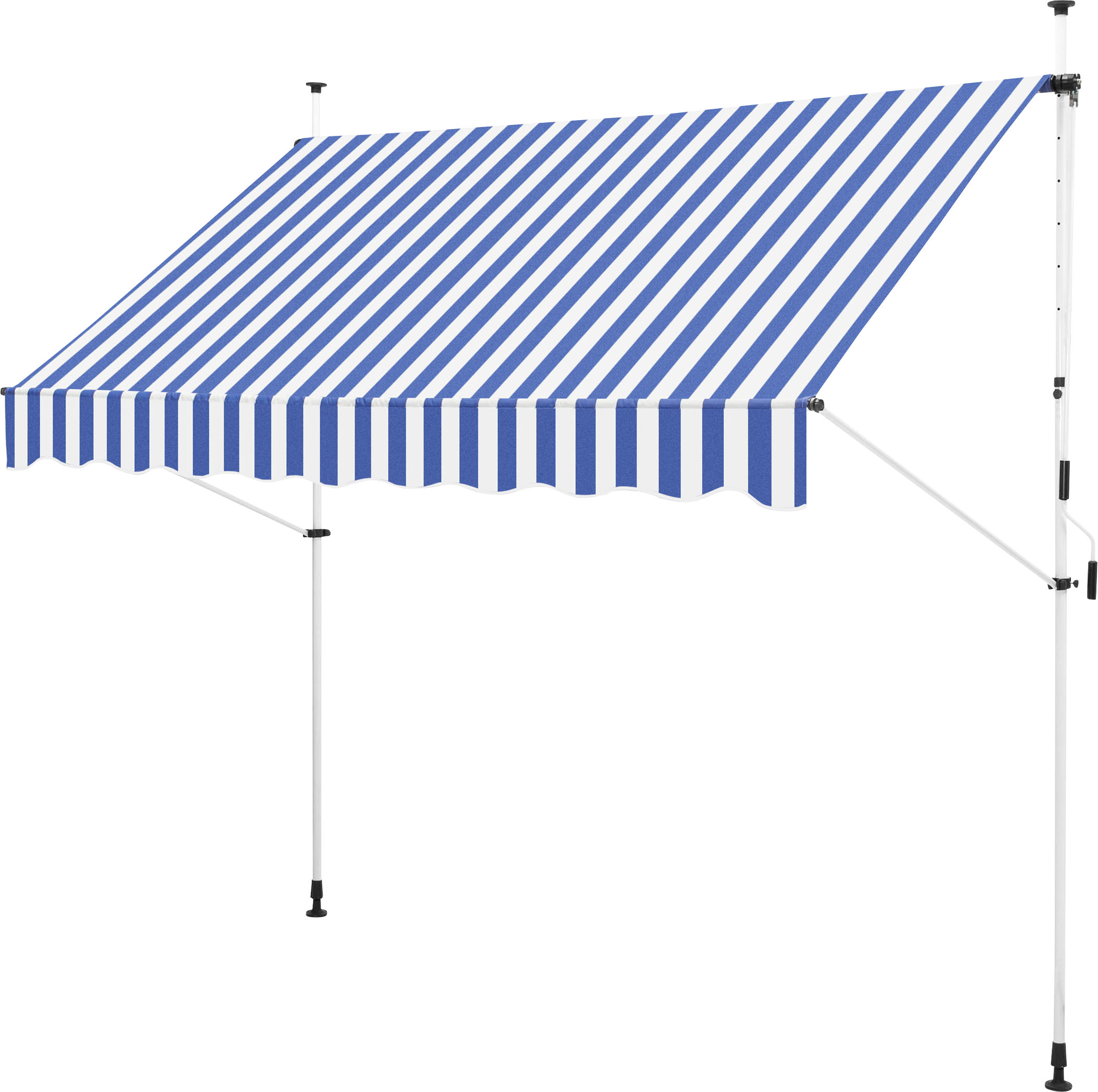 Klemmmarkise, 200x120x200-300 cm, ohne Bohren, Wellenschnitt