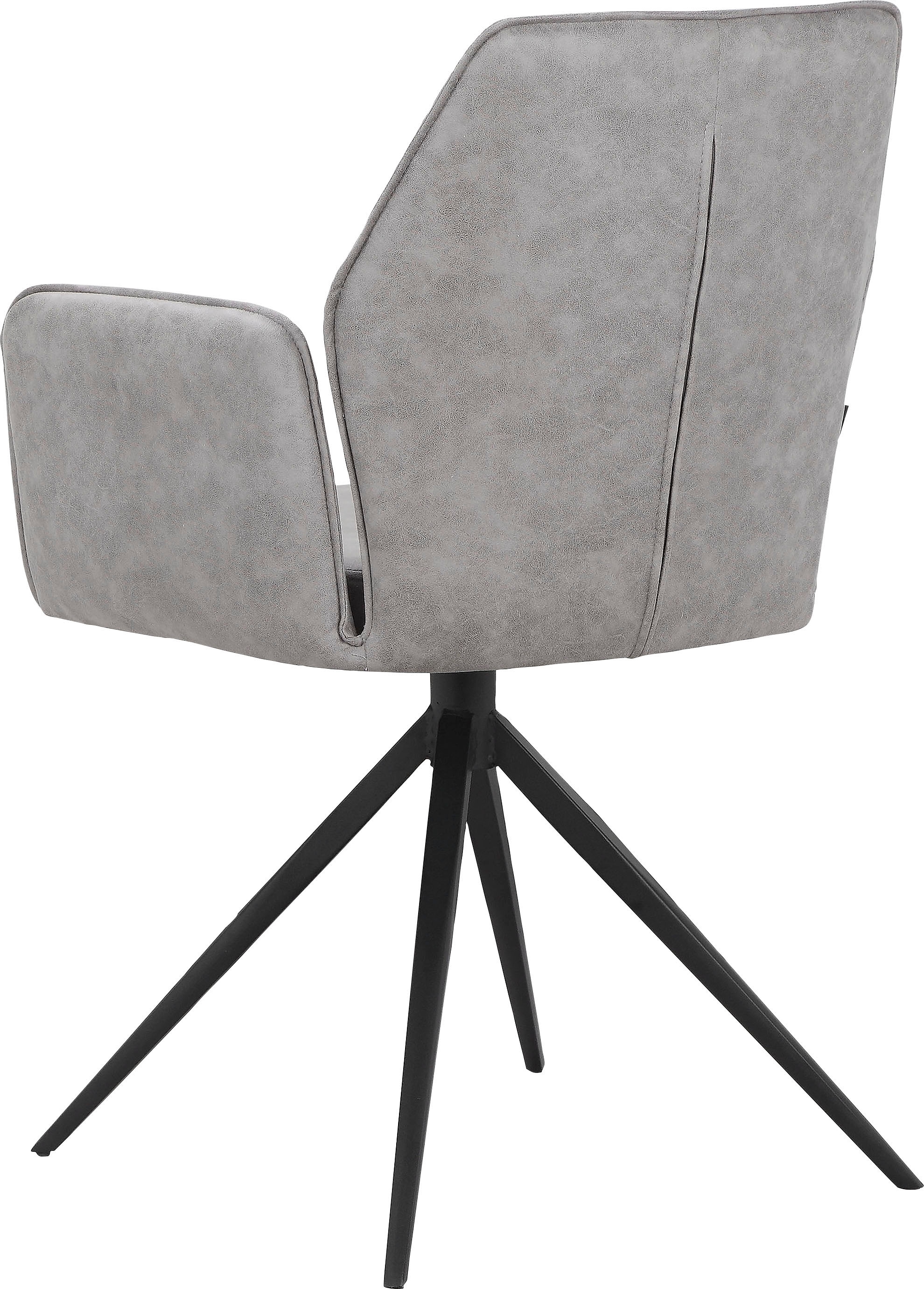 Places of Style Esszimmerstuhl »Ozias«, 2 St., Microfaser, Sitz und Rücken gepolstert, Gestell aus Metall schwarz, Sitzhöhe 50 cm