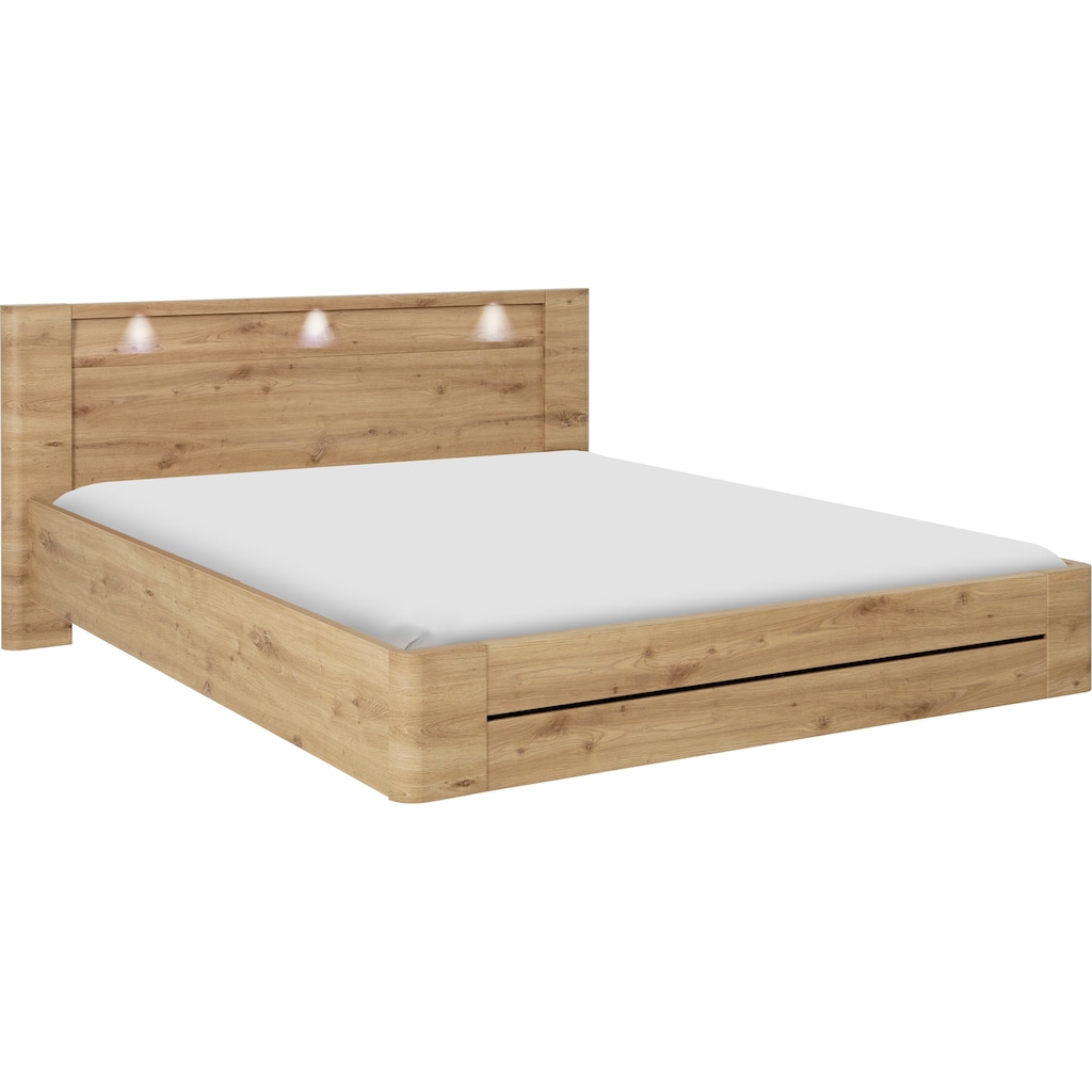 Gami Schlafzimmer-Set »Confidence«, (4 St., Bett, 2x Nachttisch und Kommode), aus Kiefernholz, mit Bett, 2x Nachttisch und Kommode