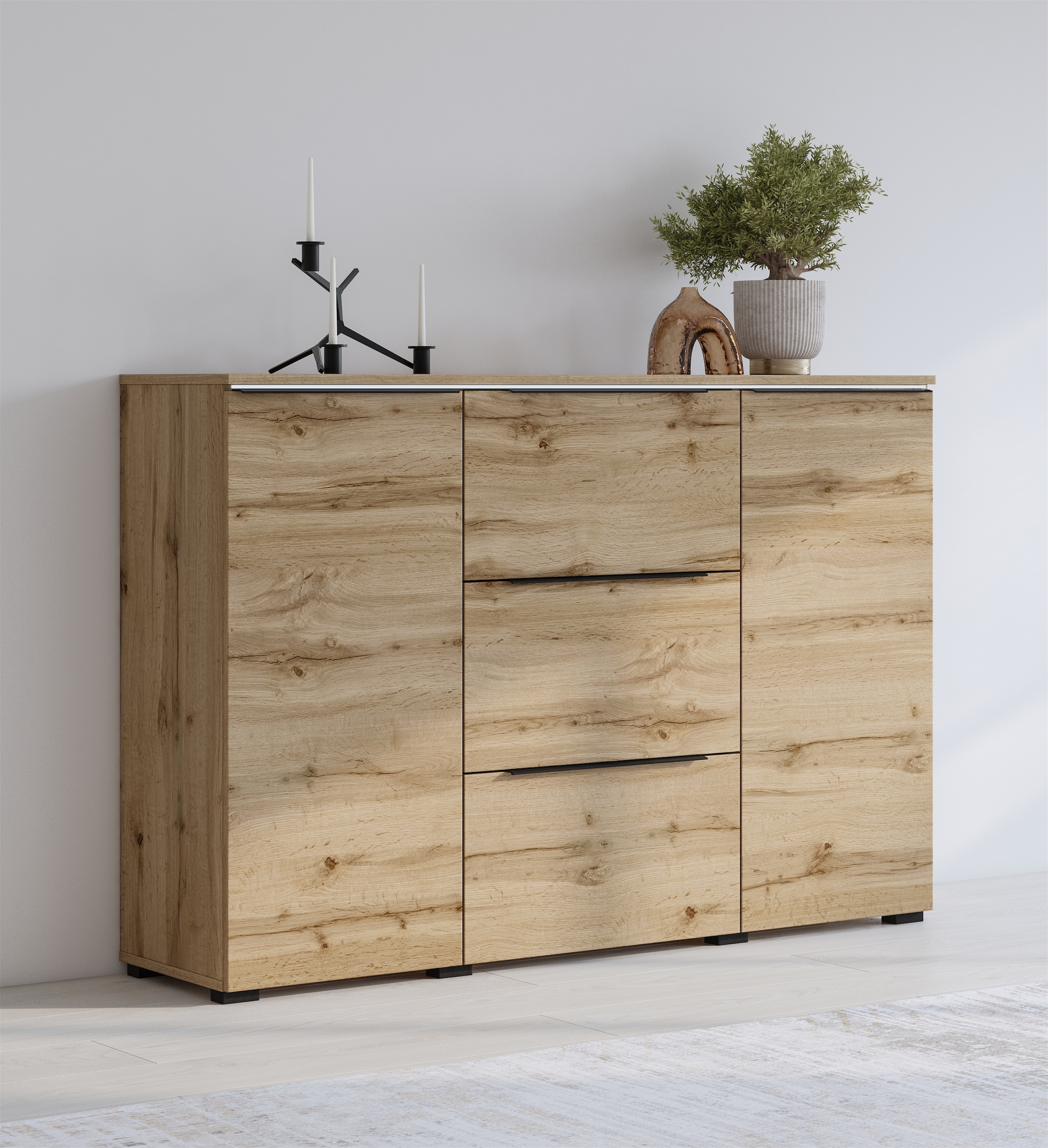 Sideboard »Tana, Breite 132 cm, moderne Kommode 3 SK,2 Trg«,...