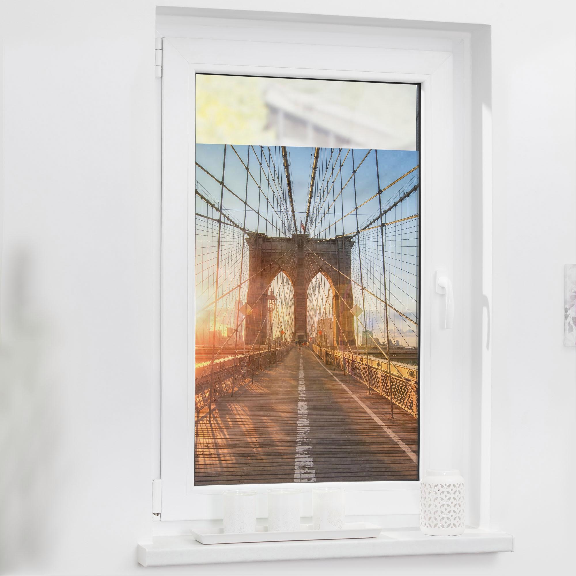 LICHTBLICK ORIGINAL Fensterfolie »Brooklyn Bridge«, 1 St., blickdicht, strukturiertKlebepunkte, selbstklebend, Sichtschutz