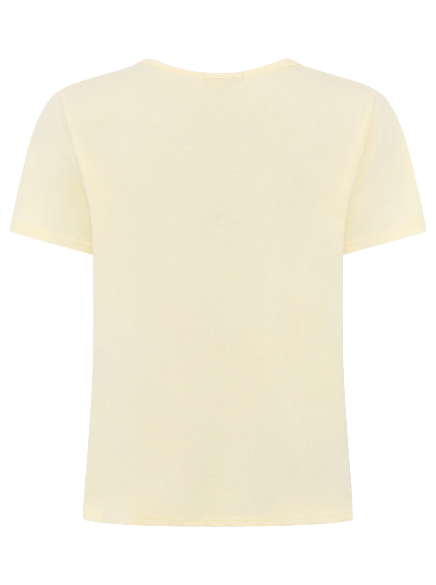 T-Shirt ZWILLINGSHERZ "Smile", Damen, Gr. S, gelb, Obermaterial: 95% Baumwolle, 5% Elasthan, Shirts T-Shirt, Farbenfrohe runde Stickerei, Rundhals, kurzarm 2