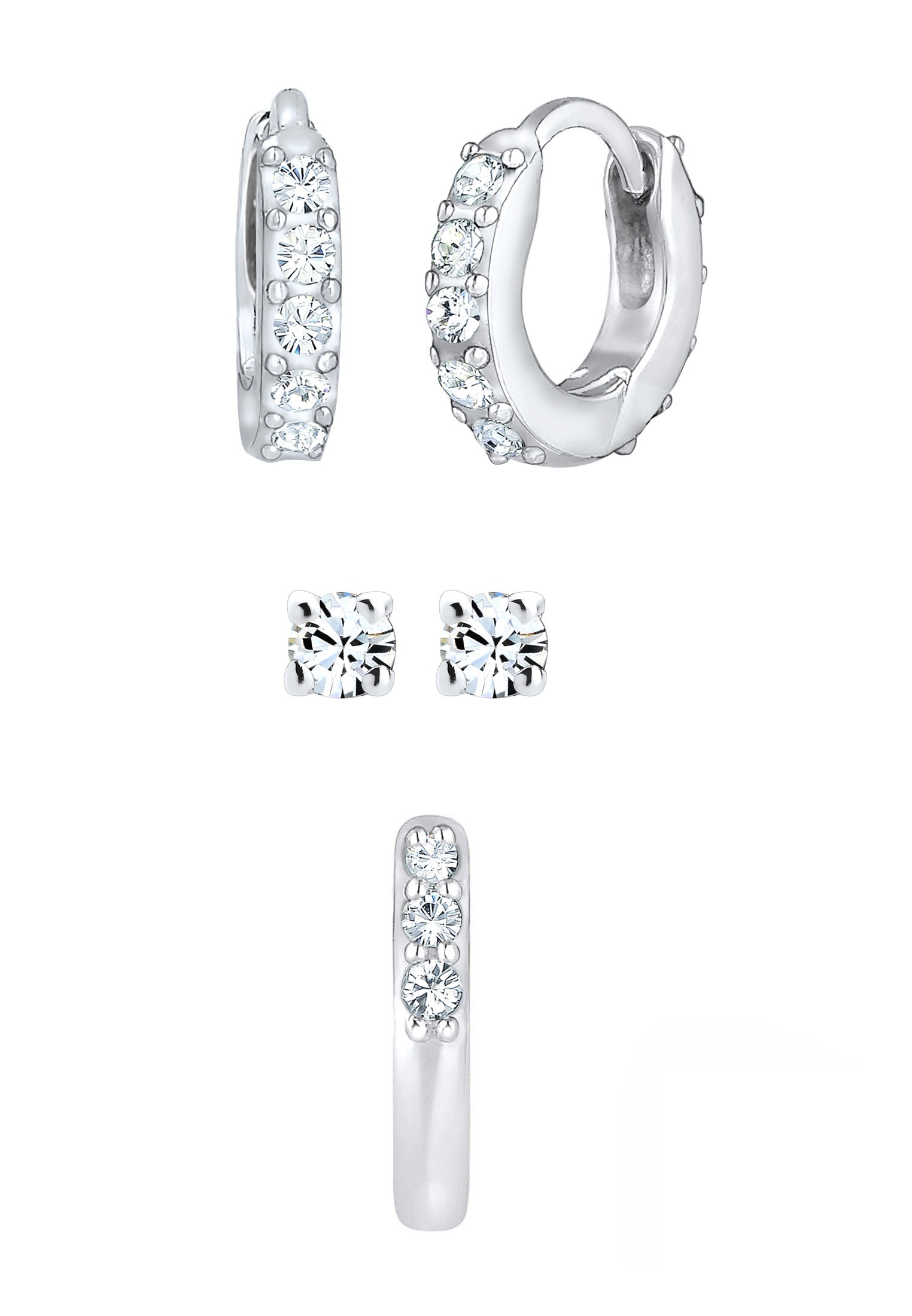 Elli Ohrring-Set »Kristallen 3er Set 925 Silber«