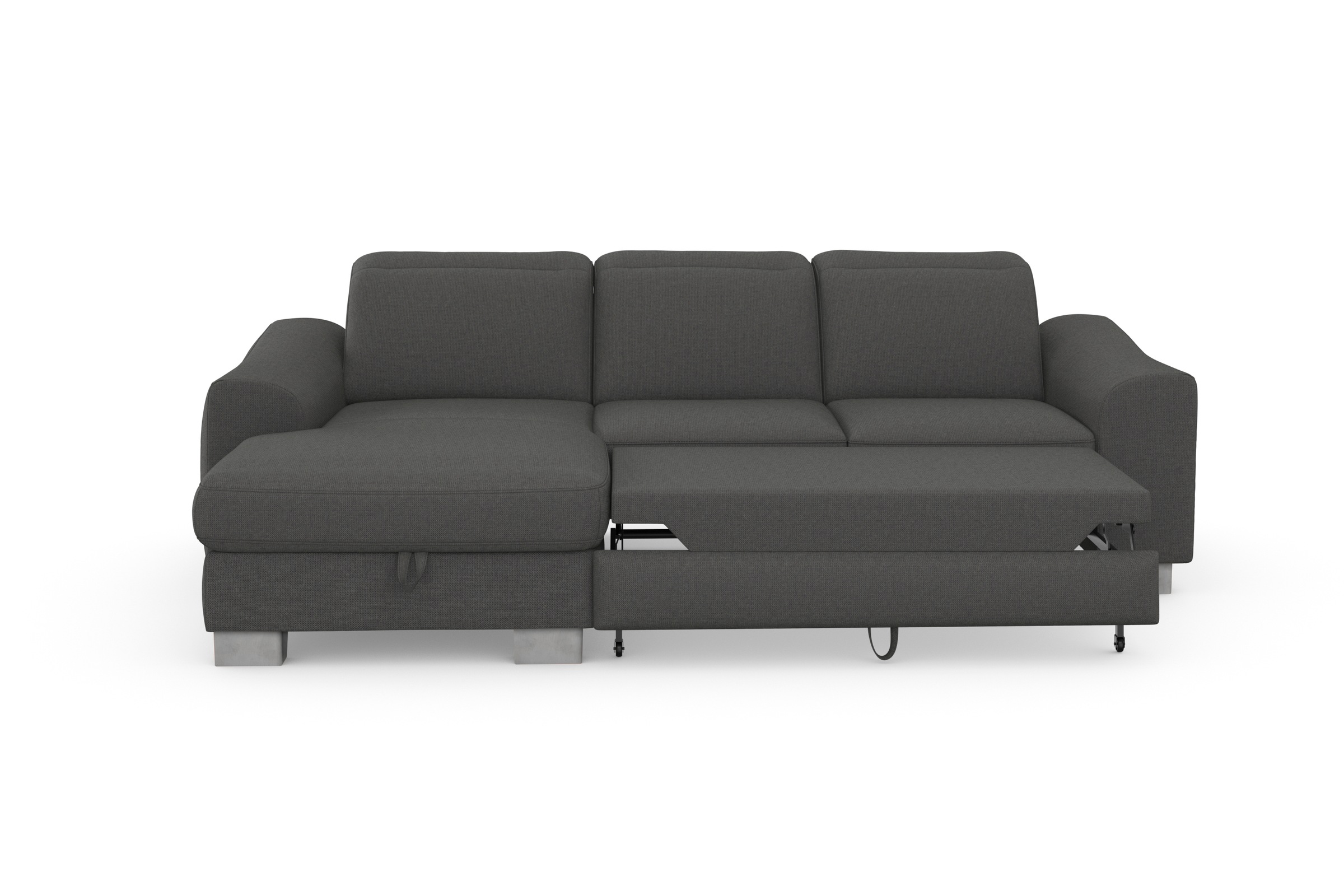 sit&more Ecksofa »Dundee L-Form«, mit Federkern und Edelstahlfüßen, wahlweise mit Kopfteilverstellung