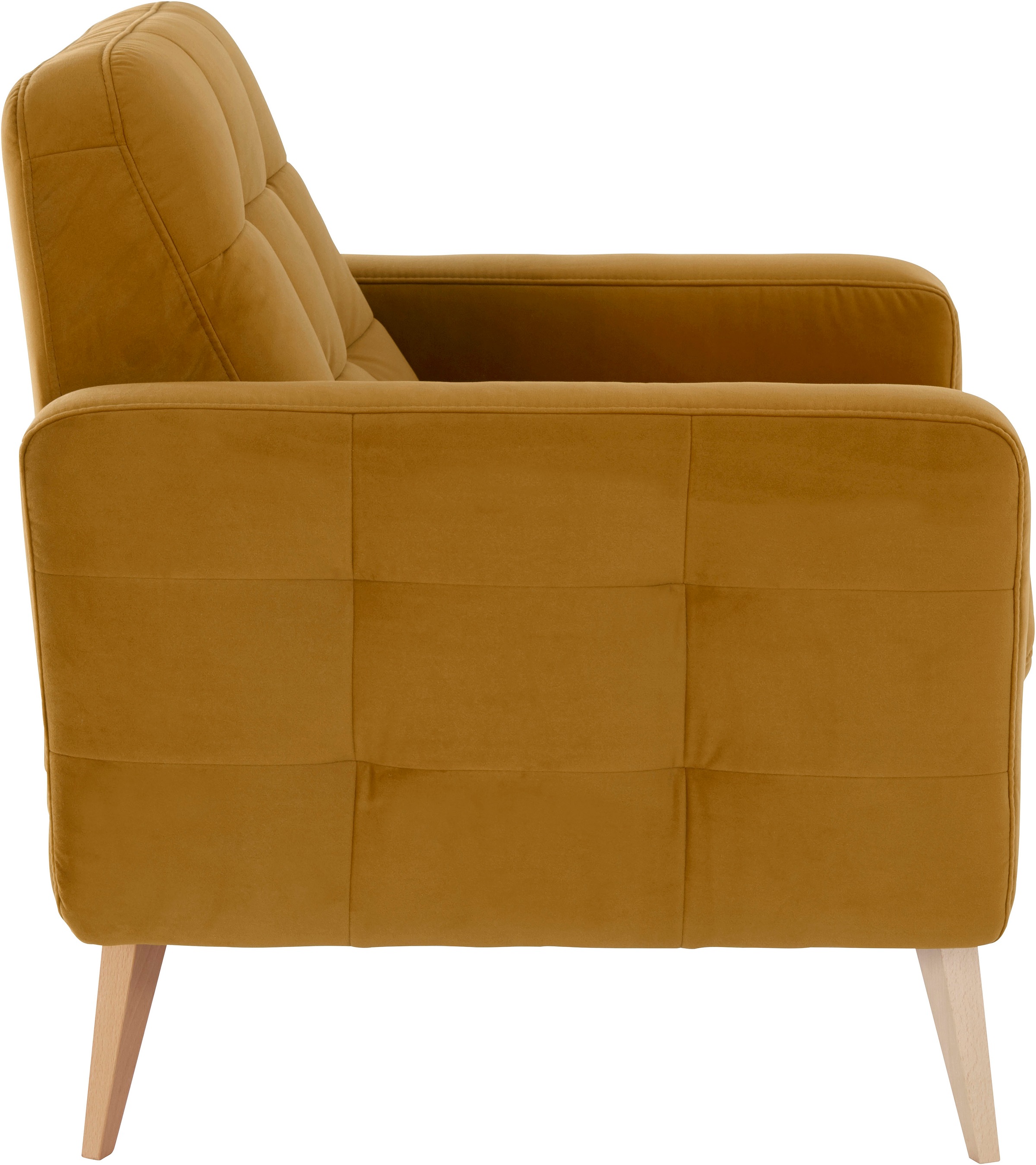 exxpo - sofa fashion Sessel »Nappa, Loungesessel, aktuelle Rückensteppung, bequem und modern«, hoher Holzfuß