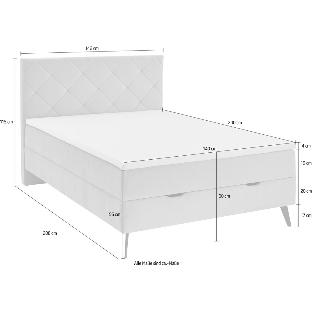 meise.möbel Boxbett Leo 2, inkl. Bettkasten und Topper, Wahl zwischen zwei Bezugsqualitäten