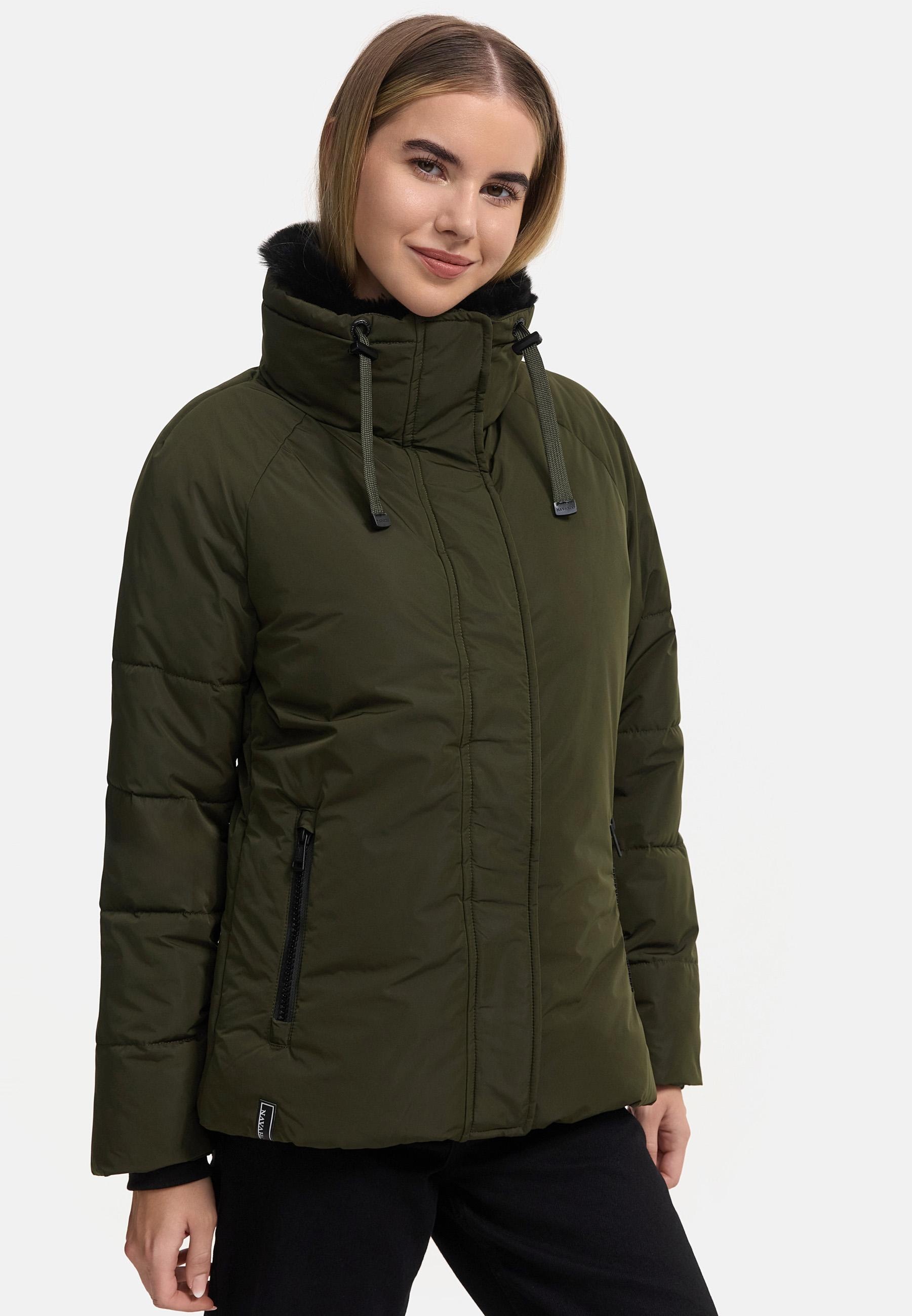 Navahoo Winterjacke »Frostii XIV«, ohne Kapuze, modische Damen Winter Steppjacke mit Kunstfellkragen