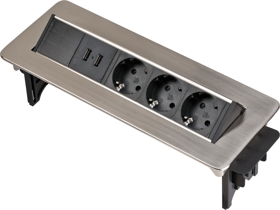 Brennenstuhl Steckdosenleiste »Indesk Power USB-Charger«, 3-fach, (Kabellänge 2 m), mit 2 USB Ladebuchsen