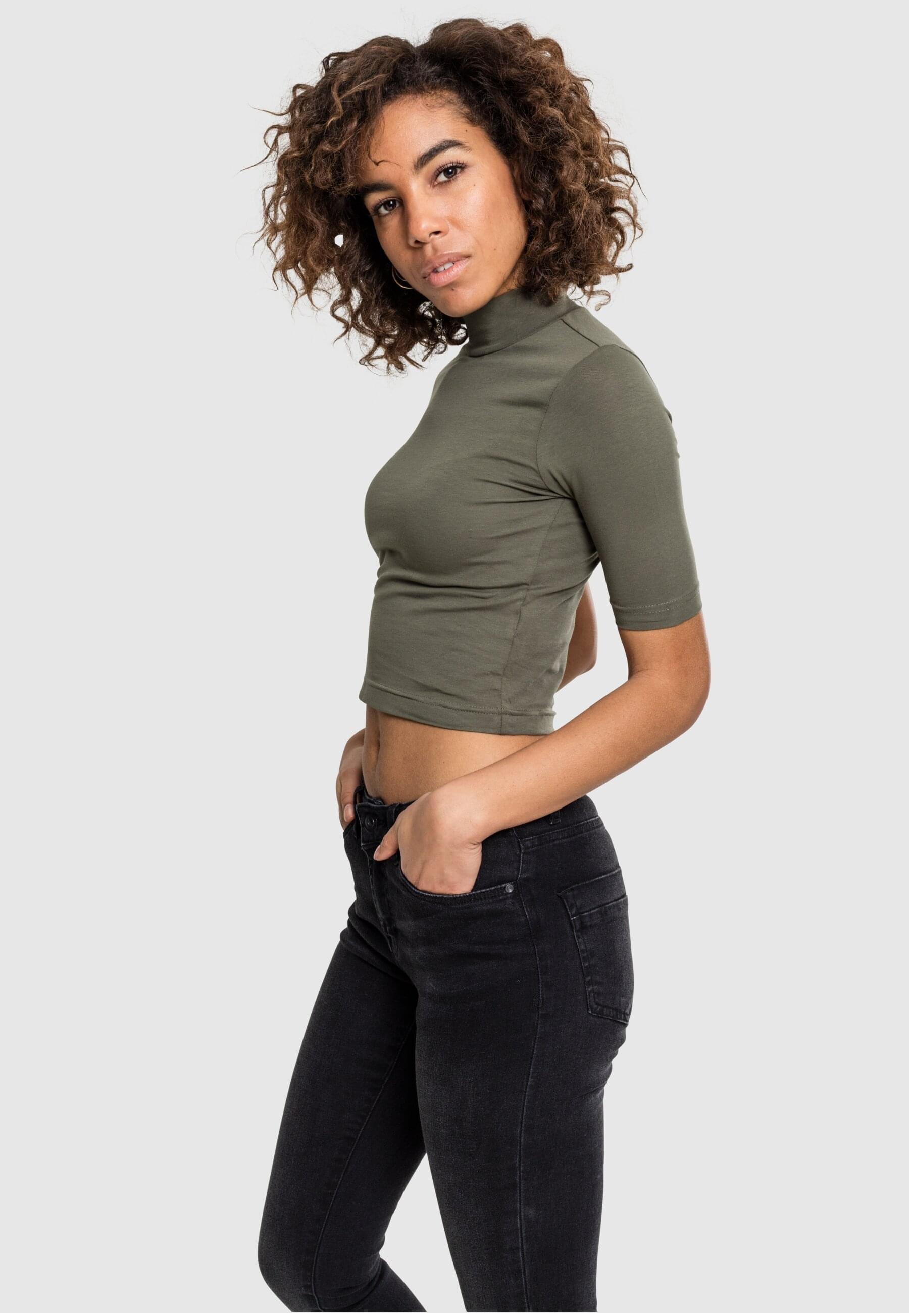 URBAN CLASSICS T-Shirt »Damen Ladies Cropped Turtleneck Tee«, (1 tlg.) für  kaufen | BAUR | Rundhalsshirts