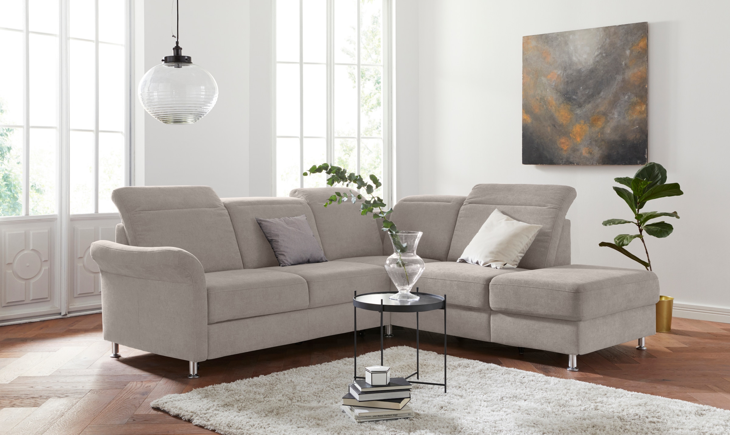 sit&more Ecksofa "Darwin L-Form" inklusive Federkern, wahlweise mit Kopfteilverstellung, Schlaffunktion