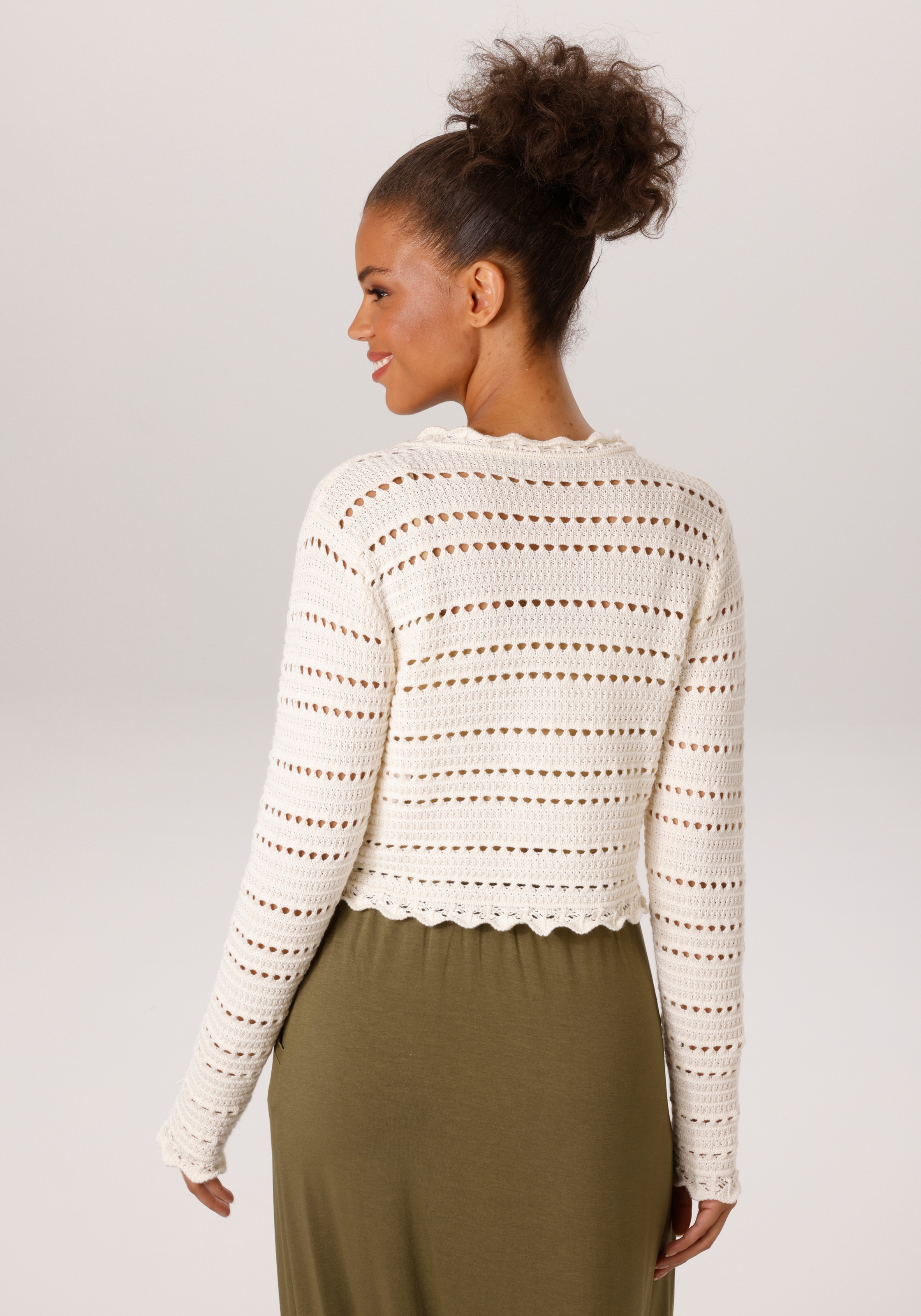 Aniston CASUAL Strickjacke im trendigen Ajour-Muster-Mix - NEUE KOLLEKTION günstig online kaufen