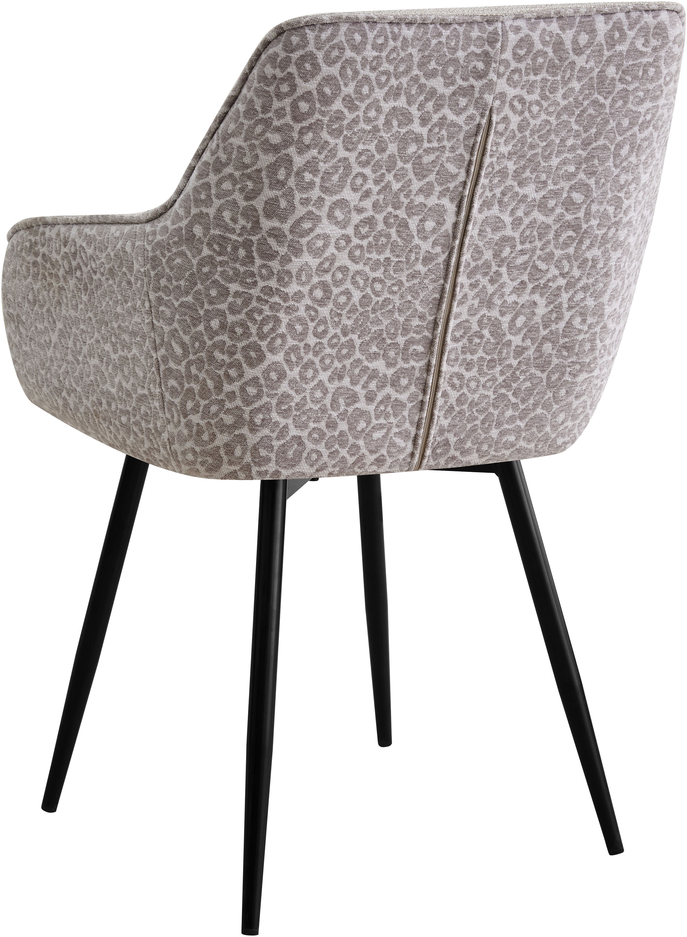 OTTO home Esszimmerstuhl »Lincoln« (Set) 2 Stk.moderner Stuhl mit Leopardenlook, Webstoff und 360°-Drehfunktion
