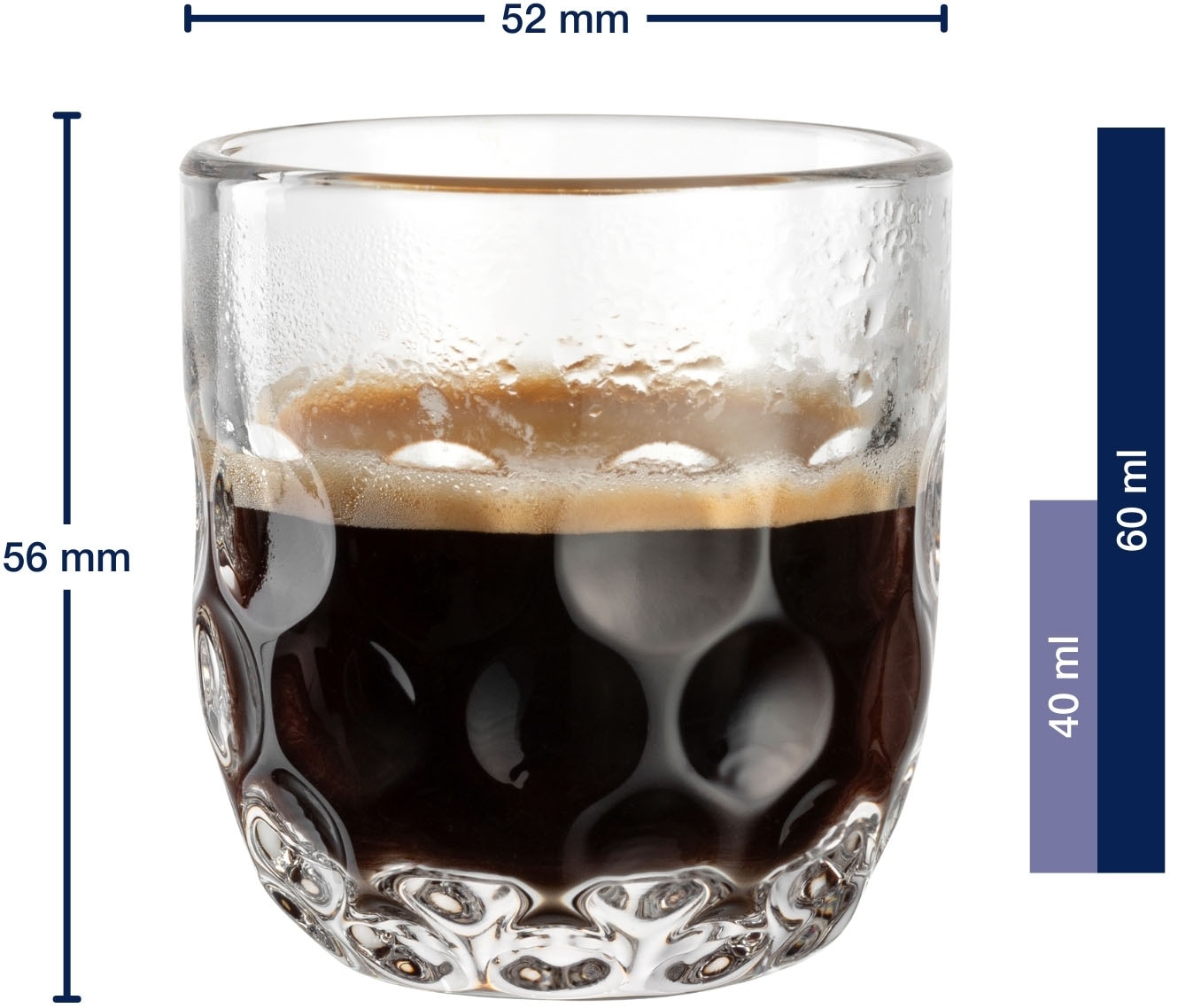 LEONARDO Espressoglas »GOCCE, 90 ml, 6er-Set«, (Set, 6 tlg.), 1. Variante, mit Tropfenrelief