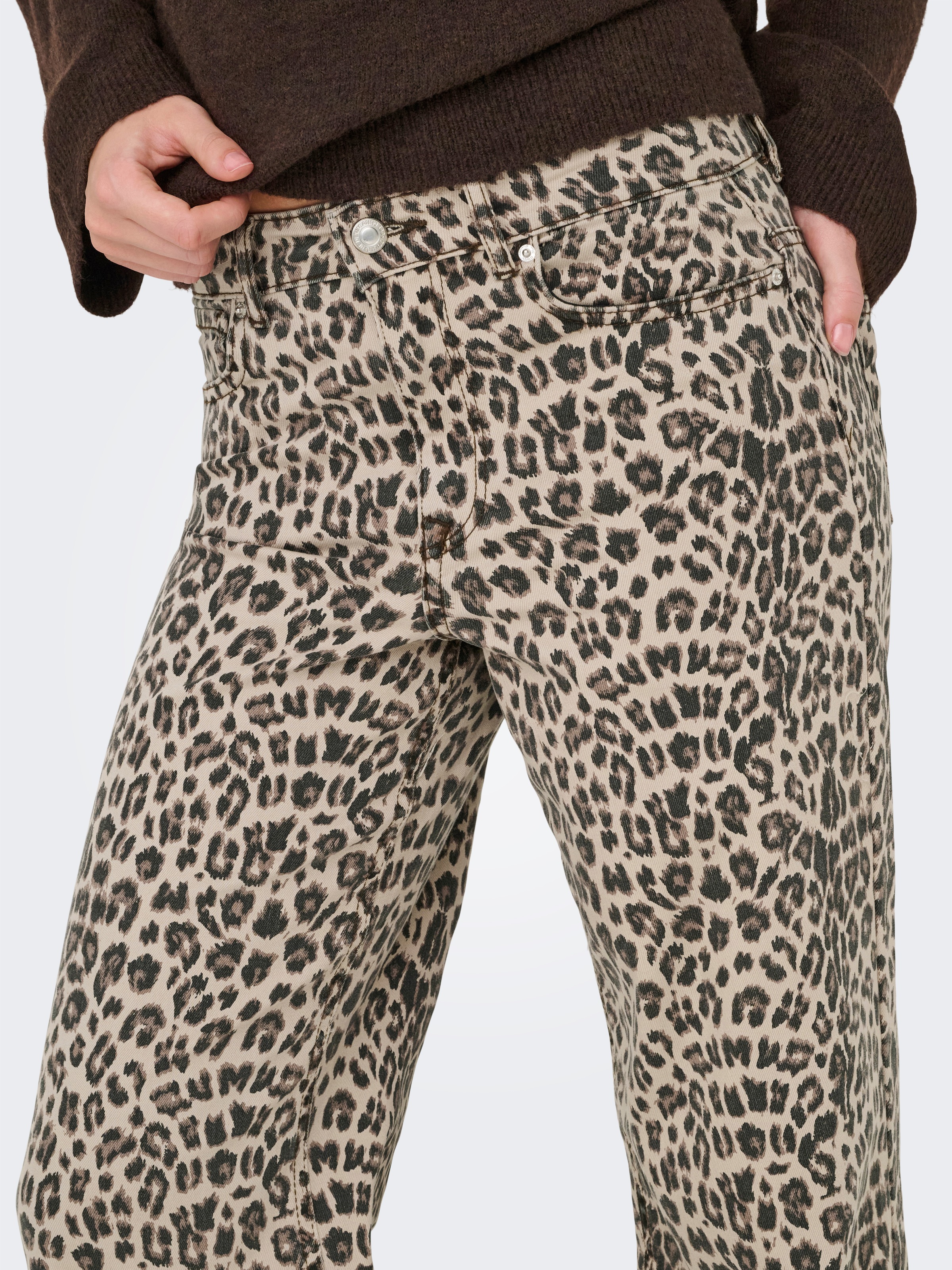 ONLY High-waist-Jeans "ONLMADISON BLUSH HW LEO WIDE DNM" günstig online kaufen