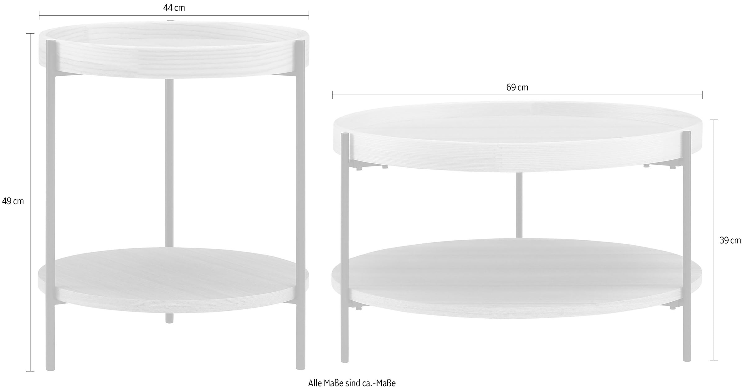 SalesFever Couchtisch, (Set, 2 St.), mit je 2 Ablageflächen